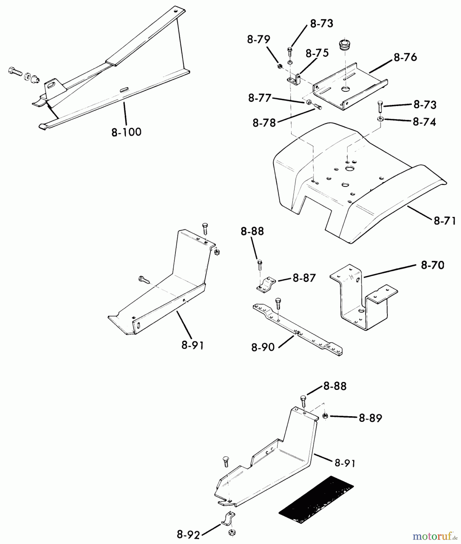 Toro Neu Mowers, Lawn & Garden Tractor Seite 1 61-12K803 (C-120) - Toro C-120 8-Speed Tractor, 1976 8.000 SHEET METAL AND COVERS (FIG. 8) #2