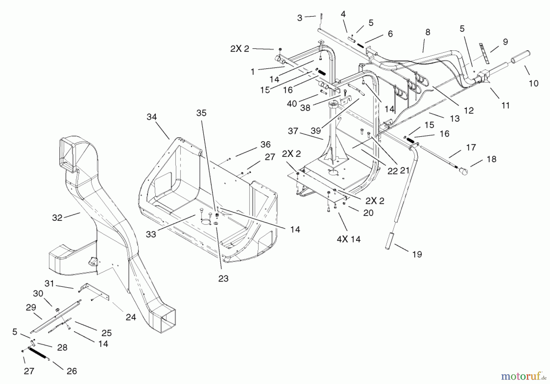  Toro Neu Accessories, Mower 78200 - Toro Quiet Collector, Wheel Horse 260-Series Lawn and Garden Tractors, 2002 (220000001-220999999) FRAME AND BOTTOM HOPPER ASSEMBLY