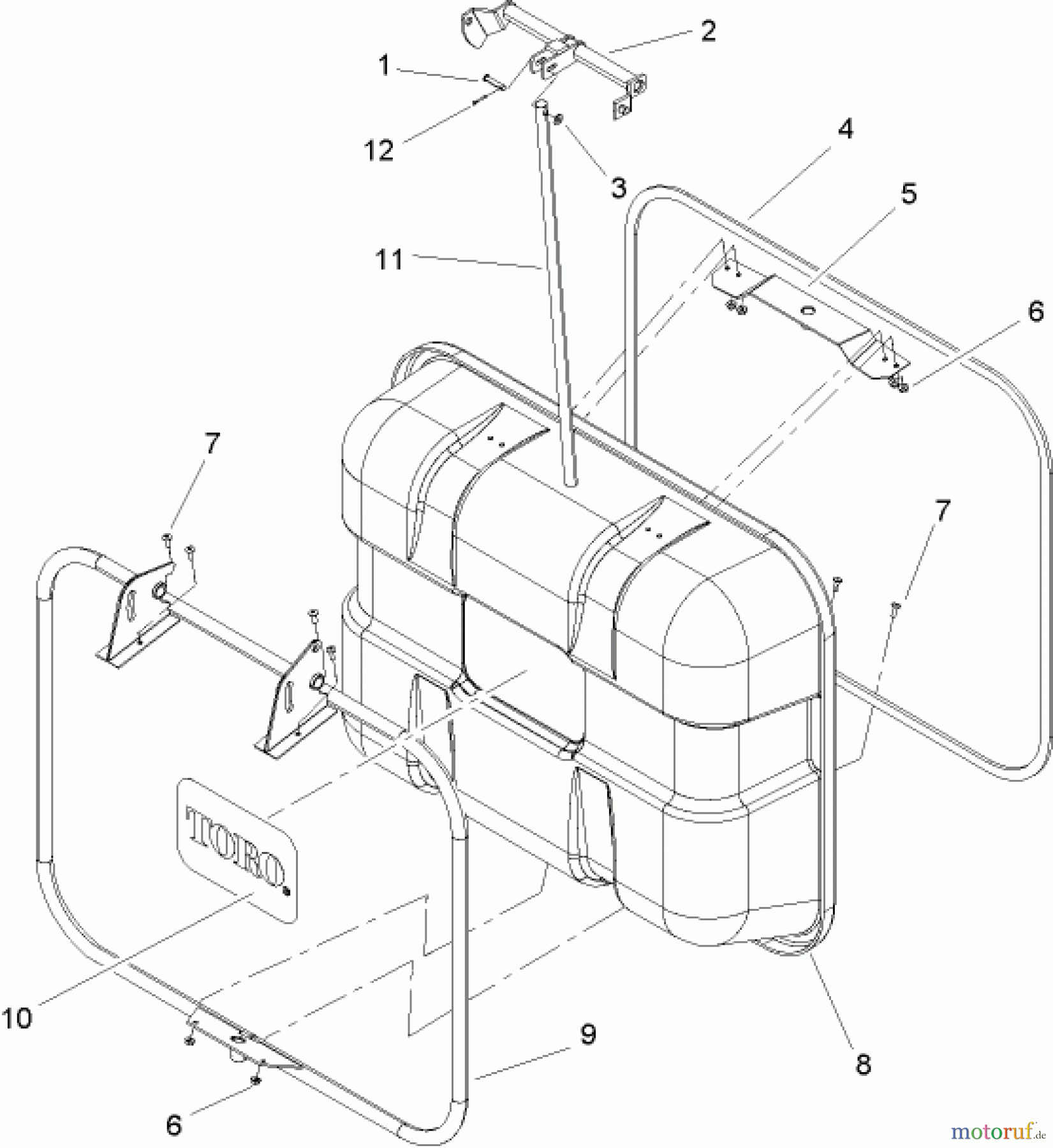 Toro Neu Accessories, Mower 78200 - Toro Quiet Collector, Wheel Horse 260-Series Lawn and Garden Tractors, 2003 (230000001-230999999) HOPPER BACK ASSEMBLY