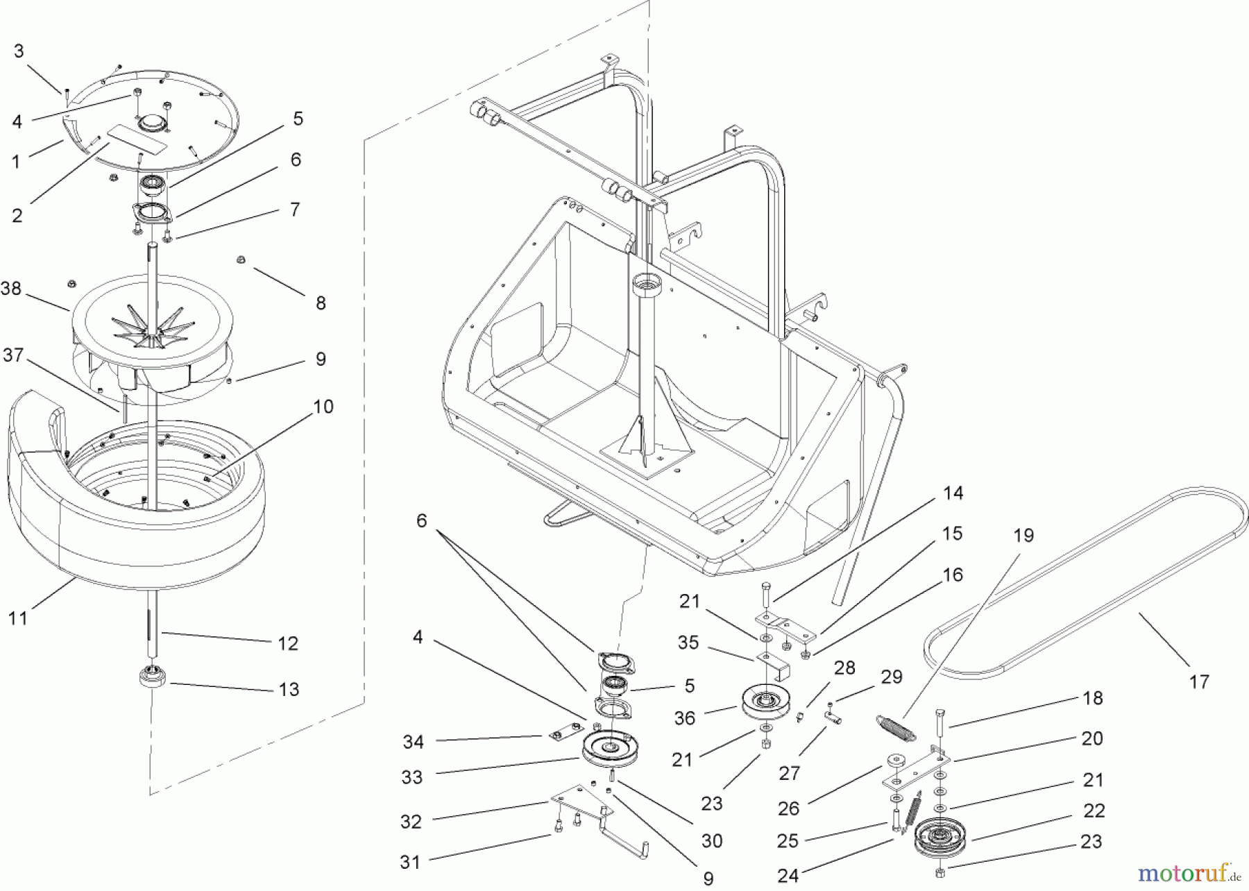 Toro Neu Accessories, Mower 78200 - Toro Quiet Collector, Wheel Horse 260-Series Lawn and Garden Tractors, 2003 (230000001-230999999) SCROLL ASSEMBLY