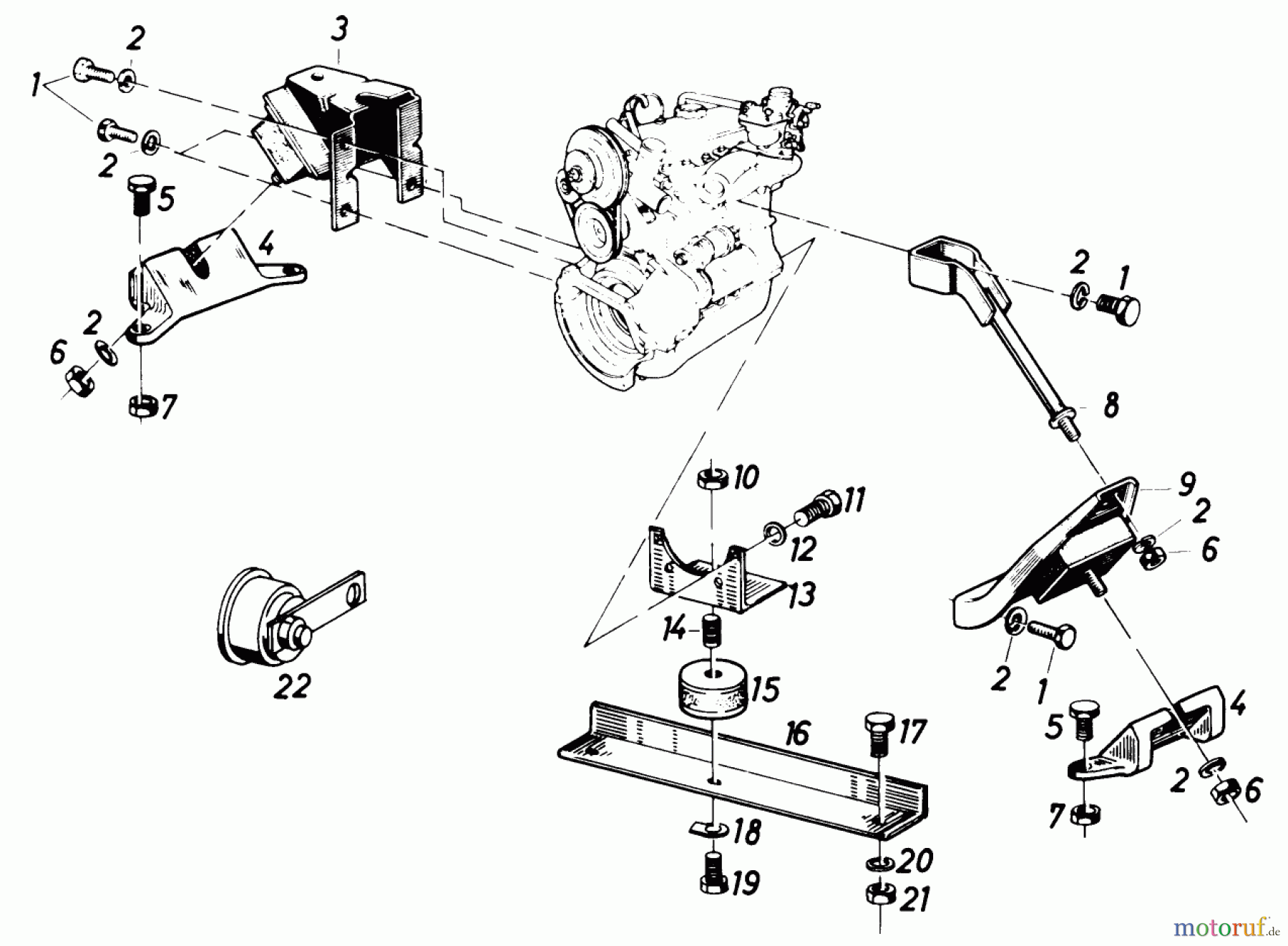 Toro Neu Mowers, Lawn & Garden Tractor Seite 1 61-20RG01 (D-250) - Toro D-250 10-Speed Tractor, 1976 ENGINE MOUNTS