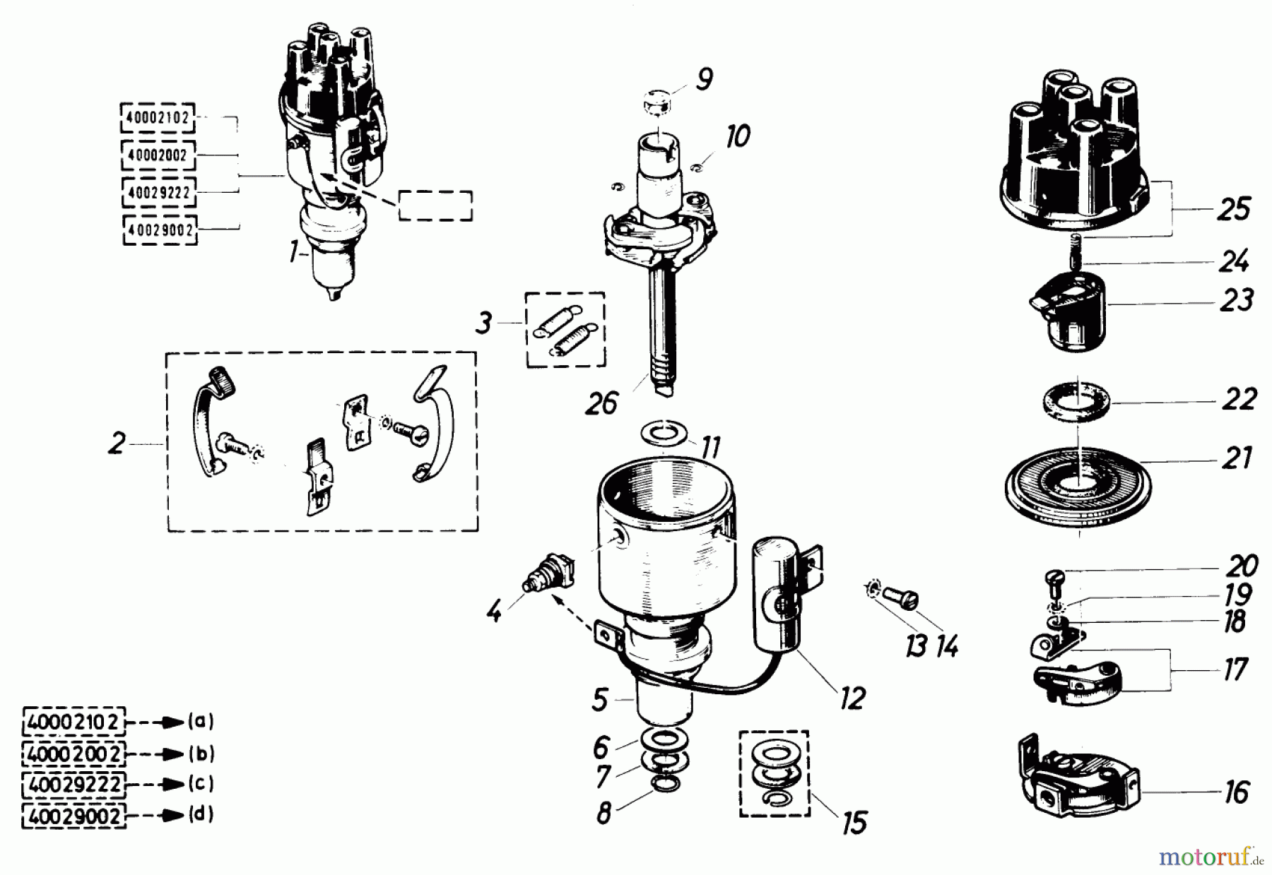 Toro Neu Mowers, Lawn & Garden Tractor Seite 1 61-20RG01 (D-250) - Toro D-250 10-Speed Tractor, 1976 IGNITION DISTRIBUTOR
