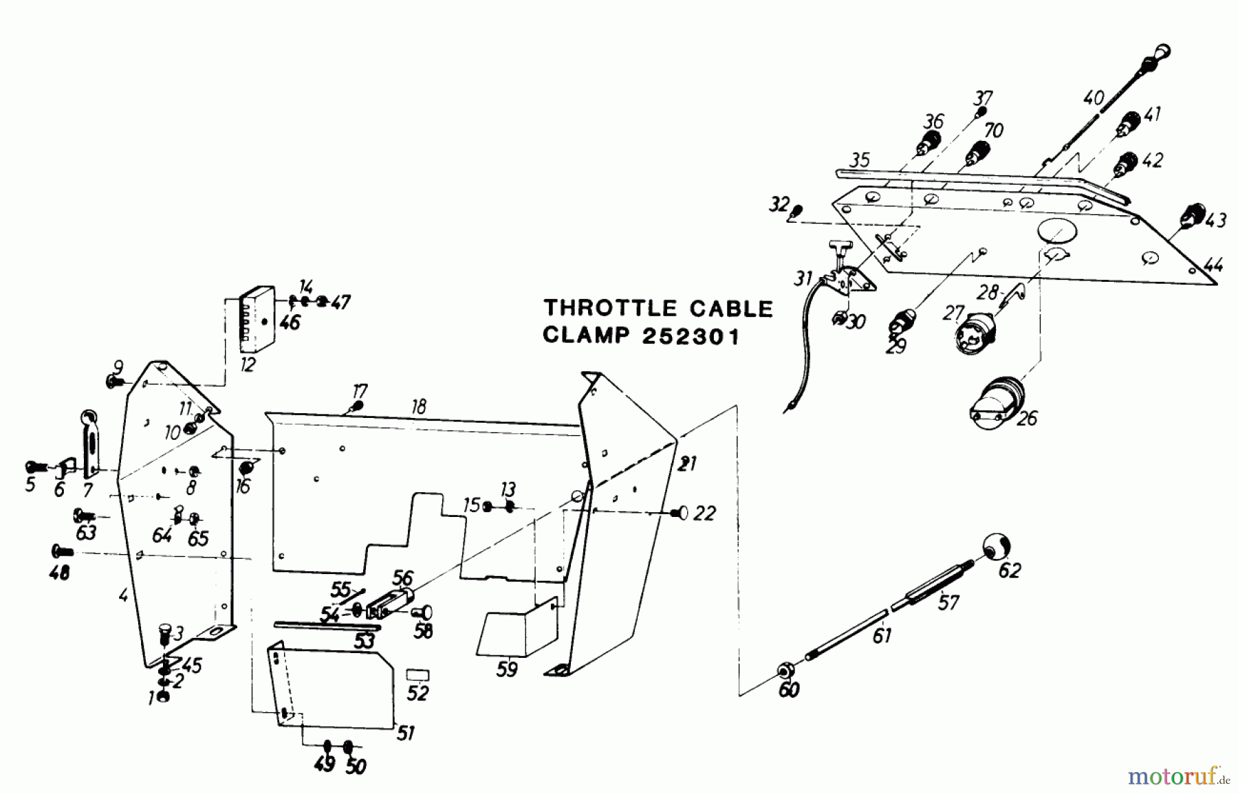  Toro Neu Mowers, Lawn & Garden Tractor Seite 1 61-20RG01 (D-250) - Toro D-250 10-Speed Tractor, 1976 INSTRUMENTS, CONTROLS, HOODSTAND AND FUSE BOX