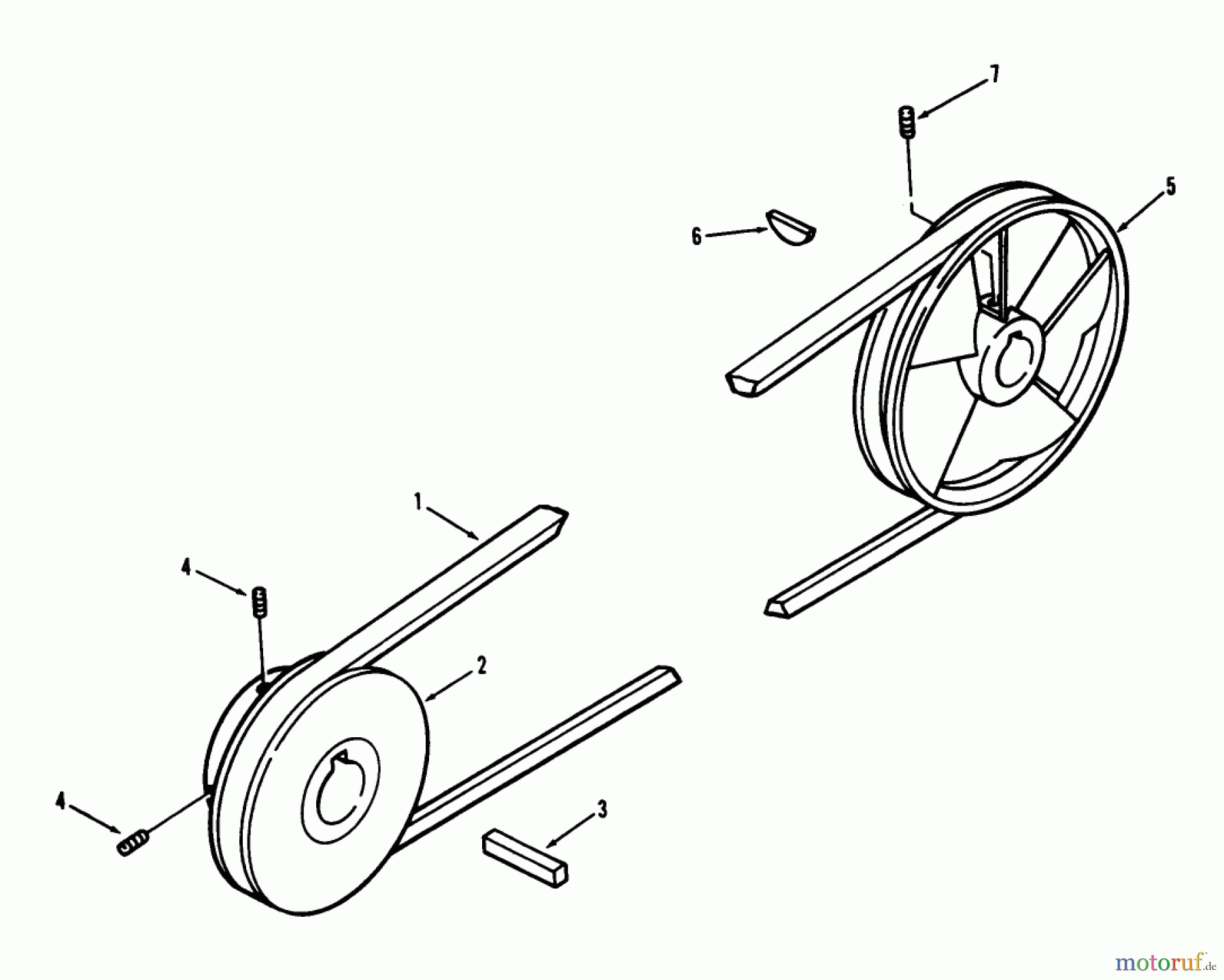 Toro Neu Mowers, Lawn & Garden Tractor Seite 1 71-07K801 (B-60) - Toro B-60 8-Speed Tractor, 1977 DRIVE BELT AND PULLEYS