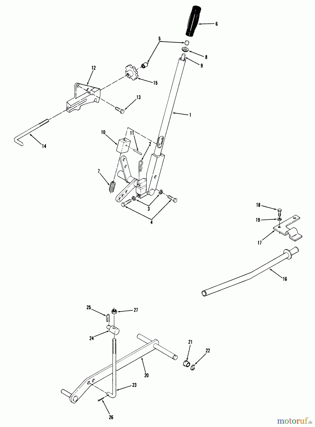  Toro Neu Mowers, Lawn & Garden Tractor Seite 1 71-07K801 (B-60) - Toro B-60 8-Speed Tractor, 1977 LIFT LINKAGE