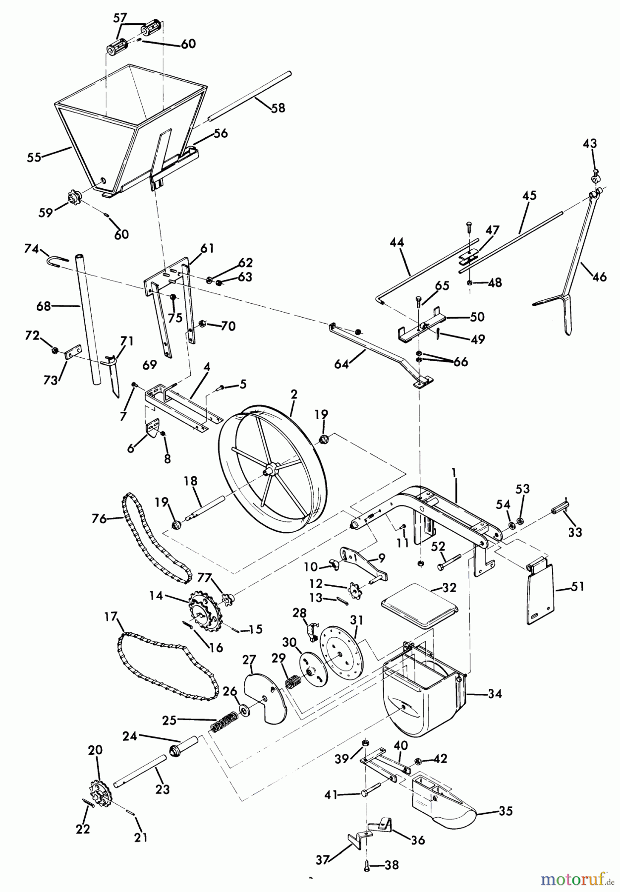 Toro Neu Accessories 77-01PT01 - Toro Row Planter, 1978 PARTS LIST FOR SINGLE ROW PLANTER FACTORY ORDER NUMBER 77-01PT01