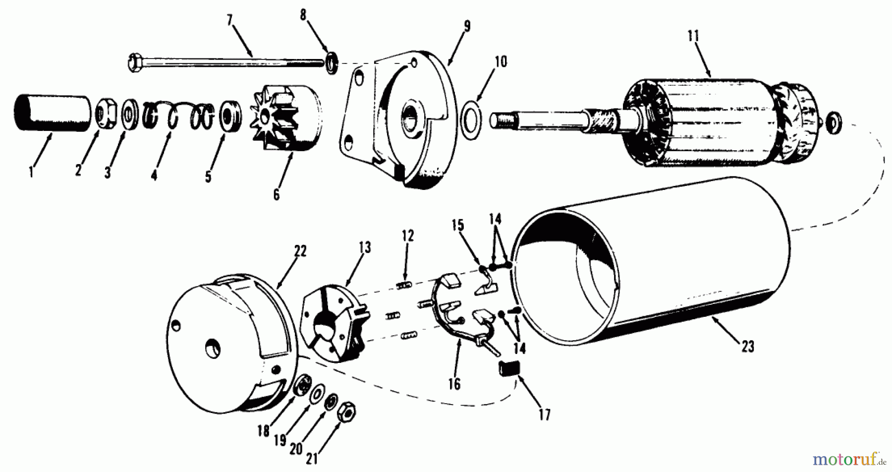 Toro Neu Mowers, Lawn & Garden Tractor Seite 1 71-20KS01 (D-200) - Toro D-200 Automatic Tractor, 1977 D-160 ONAN ENGINE, STARTING MOTOR PARTS GROUP