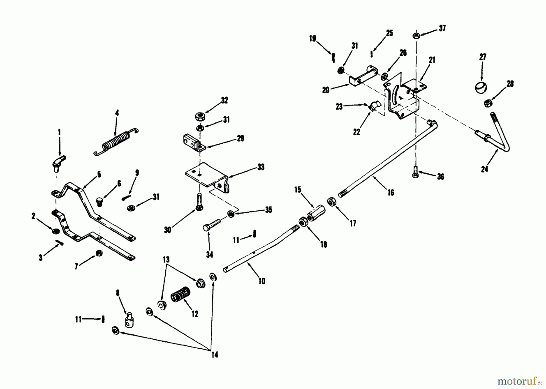 Toro Neu Mowers, Lawn & Garden Tractor Seite 1 71-20KS01 (D-200) - Toro D-200 Automatic Tractor, 1977 MANUAL PTO CLUTCH LINKAGE (D-200)