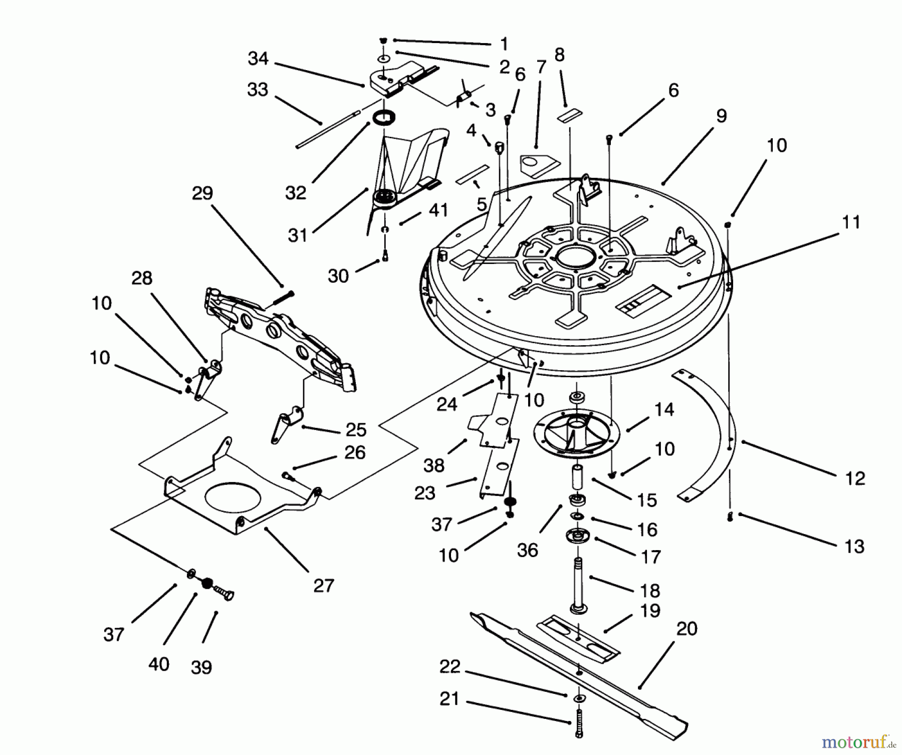 Toro Neu Mowers, Lawn & Garden Tractor Seite 1 71200 (12-32XL) - Toro 12-32XL Lawn Tractor, 1993 (3900001-3999999) DECK & SPINDLE ASSEMBLY (32