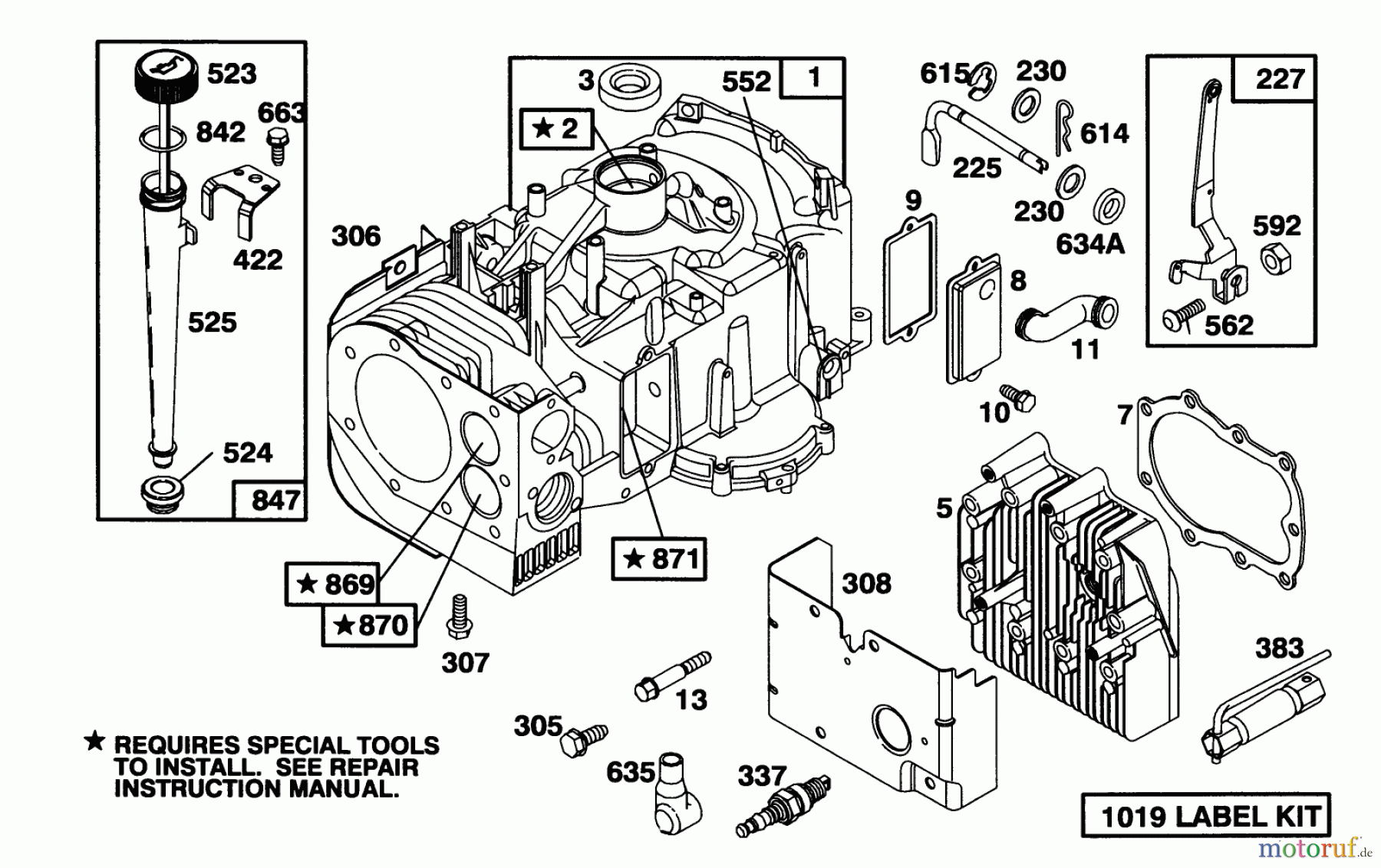  Toro Neu Mowers, Lawn & Garden Tractor Seite 1 71203 (12-38HXL) - Toro 12-38HXL Lawn Tractor, 1993 (3900001-3999999) ENGINE BRIGGS & STRATTON MODEL 286707-0452-01 #1