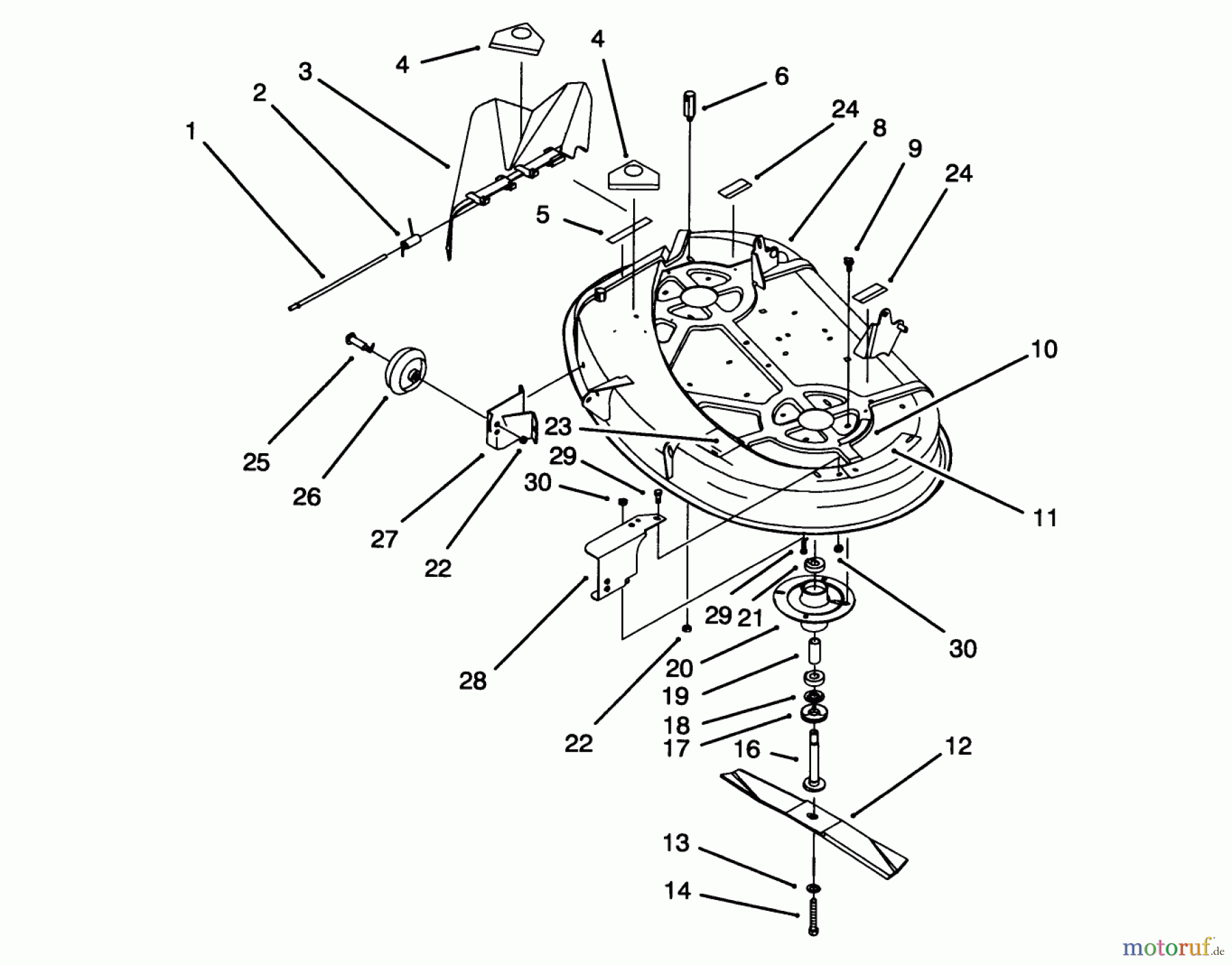  Toro Neu Mowers, Lawn & Garden Tractor Seite 1 71203 (12-38HXL) - Toro 12-38HXL Lawn Tractor, 1993 (3900001-3999999) HOUSING & SPINDLE ASSEMBLY (38