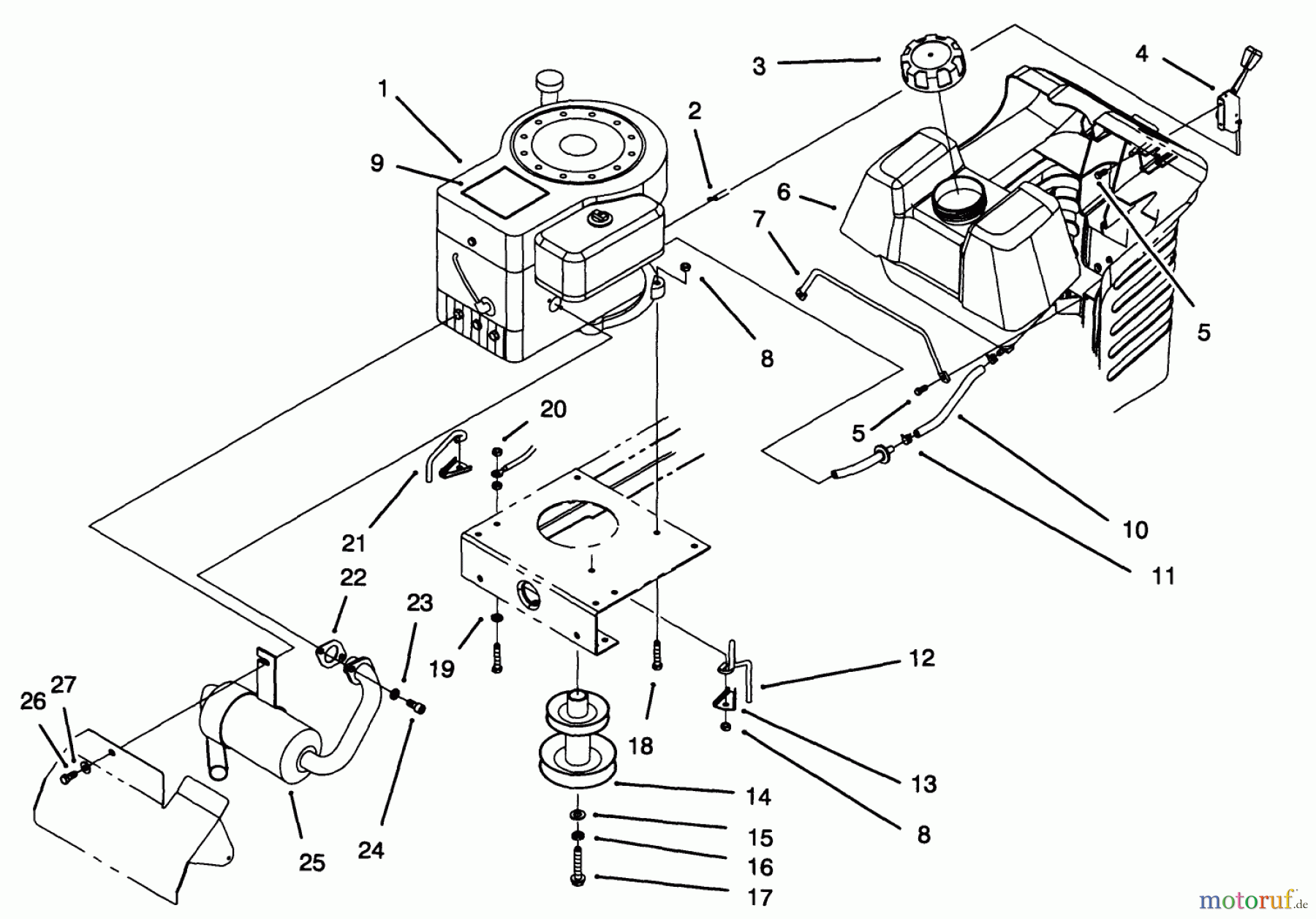 Toro Neu Mowers, Lawn & Garden Tractor Seite 1 71182 (12-32XL) - Toro 12-32XL Lawn Tractor, 1994 (4900001-4999999) ENGINE ASSEMBLY