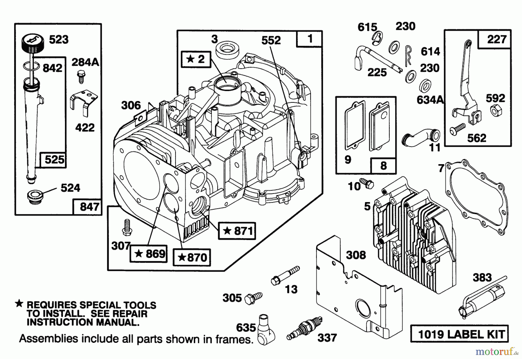 Toro Neu Mowers, Lawn & Garden Tractor Seite 1 71182 (12-32XL) - Toro 12-32XL Lawn Tractor, 1994 (4900001-4999999) ENGINE BRIGGS & STRATTON MODEL 282707-0119-01 #1