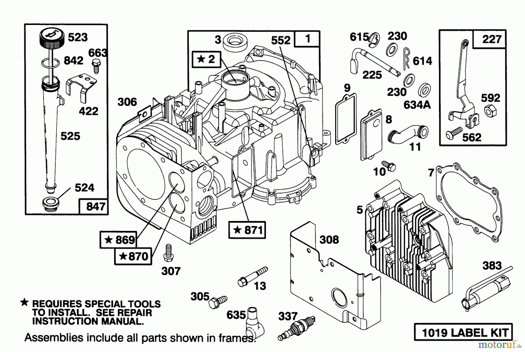 Toro Neu Mowers, Lawn & Garden Tractor Seite 1 71182 (12-32XL) - Toro 12-32XL Lawn Tractor, 1994 (4900001-4999999) ENGINE BRIGGS & STRATTON MODEL 283707-0156-01 #1