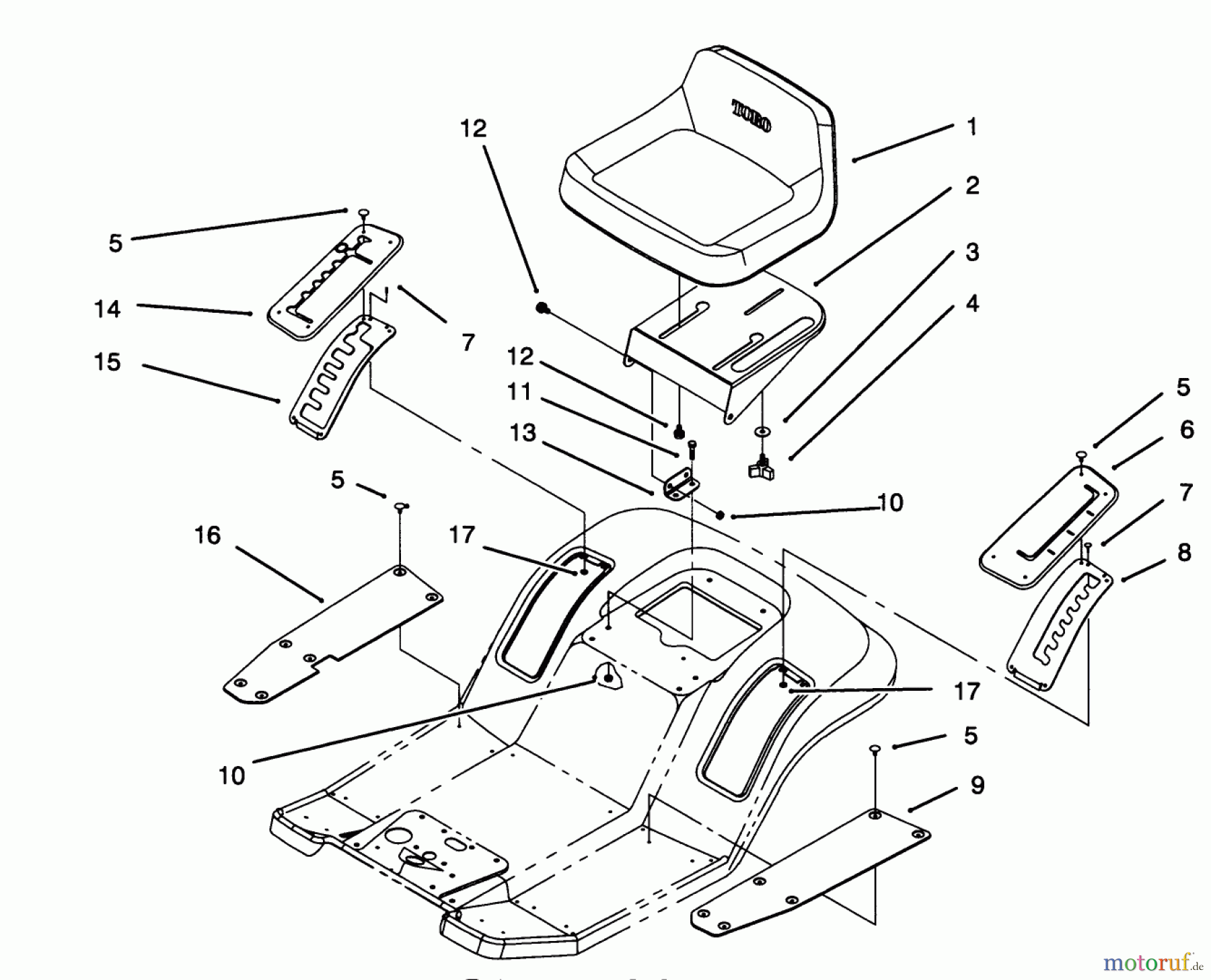 Toro Neu Mowers, Lawn & Garden Tractor Seite 1 71182 (12-32XL) - Toro 12-32XL Lawn Tractor, 1994 (4900001-4999999) SEAT ASSEMBLY