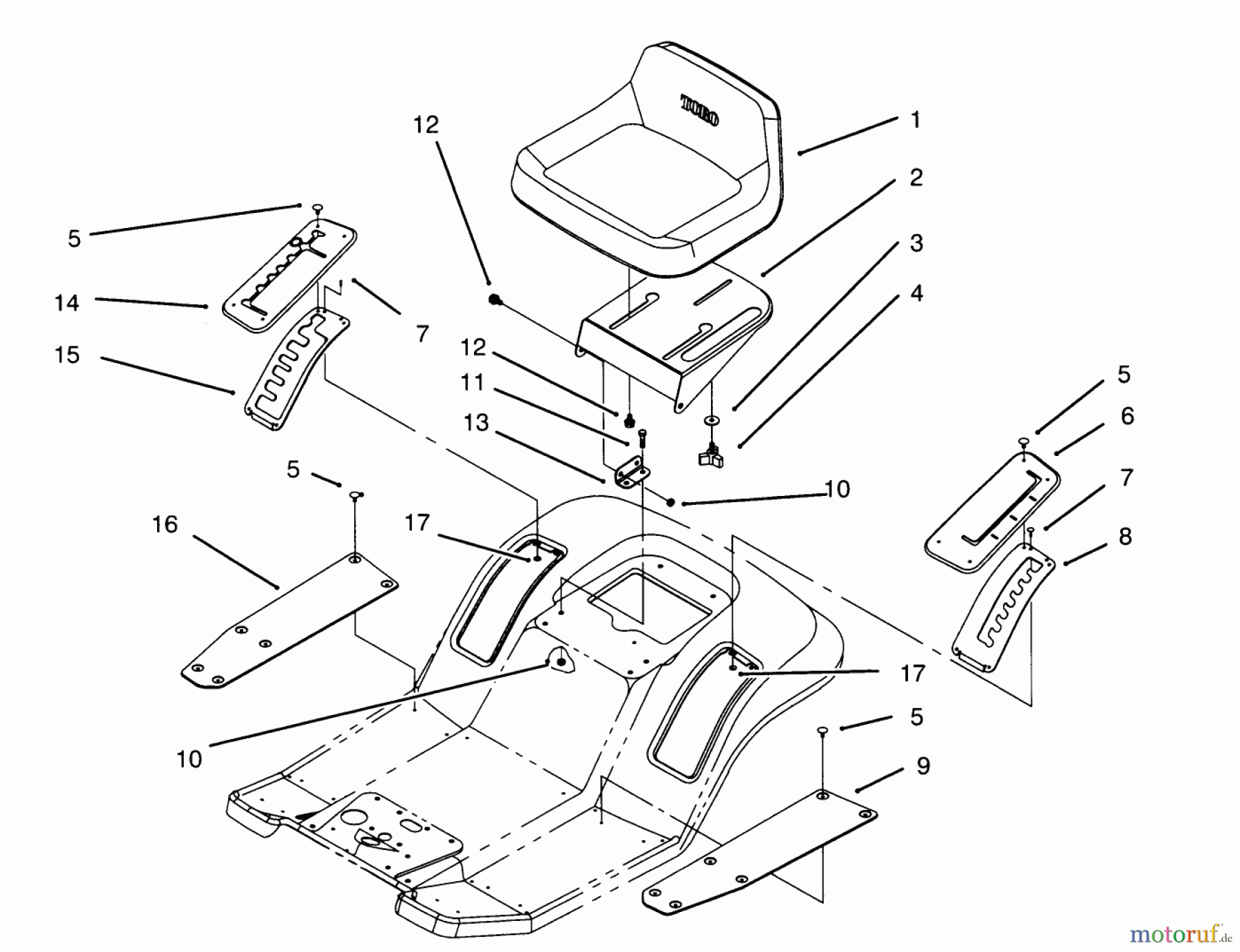 Toro Neu Mowers, Lawn & Garden Tractor Seite 1 71200 (12-32XL) - Toro 12-32XL Lawn Tractor, 1995 (5910001-5999999) SEAT ASSEMBLY