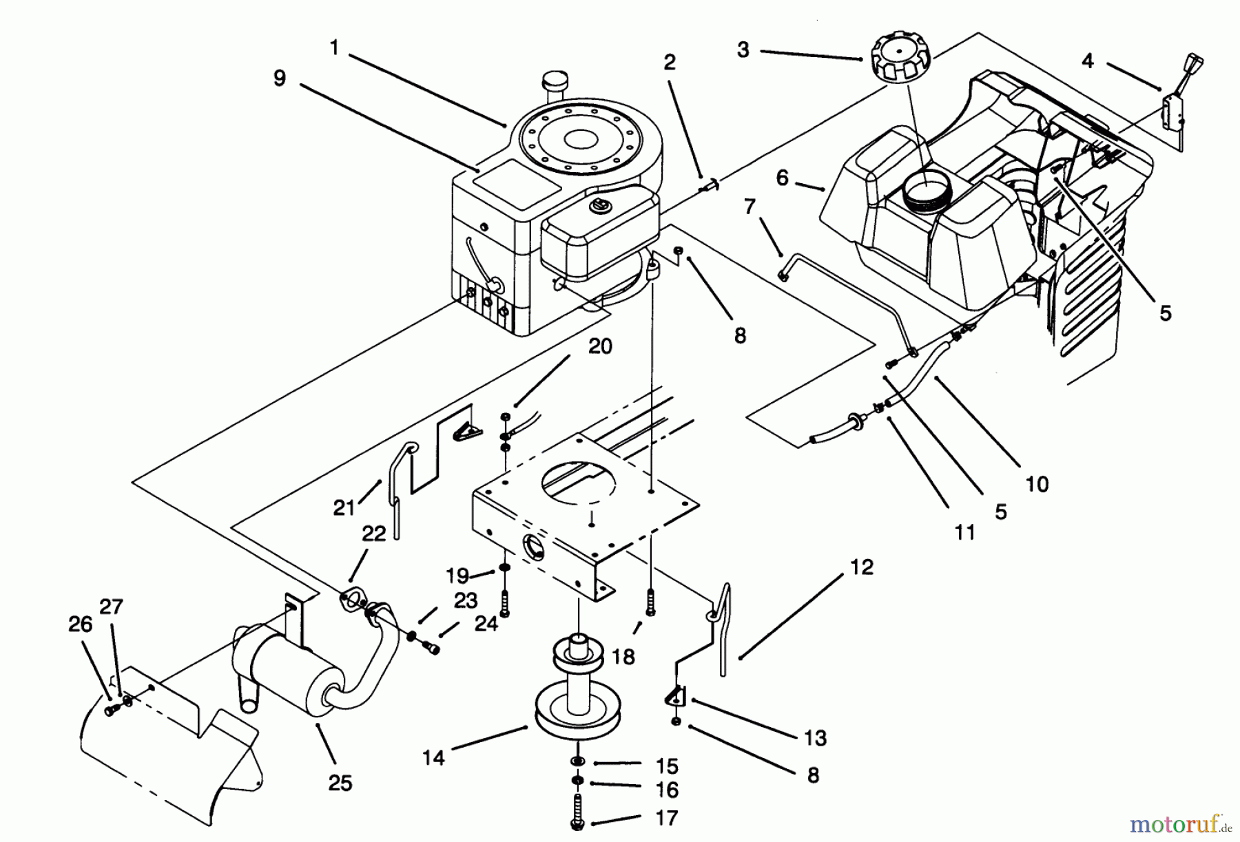 Toro Neu Mowers, Lawn & Garden Tractor Seite 1 71184 (12-38XL) - Toro 12-38XL Lawn Tractor, 1994 (4900001-4999999) ENGINE ASSEMBLY