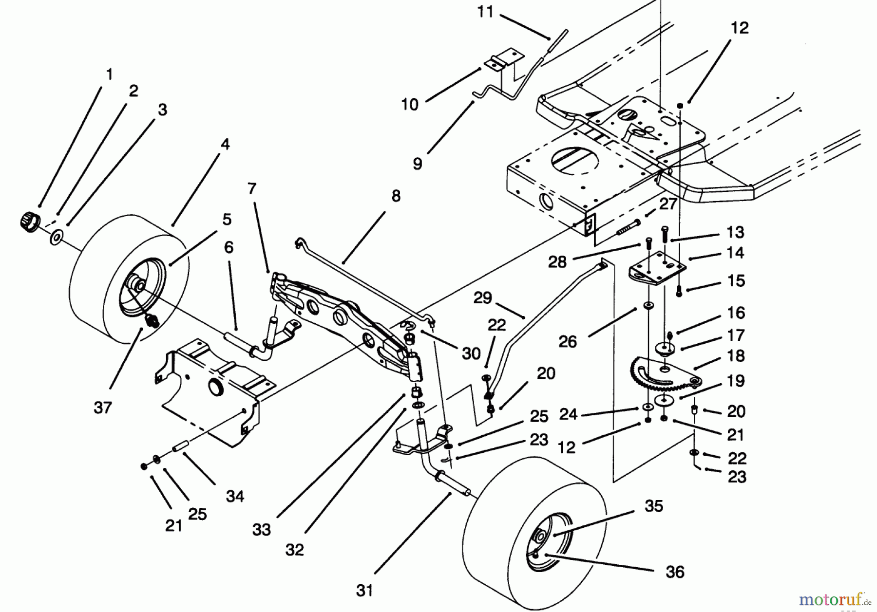 Toro Neu Mowers, Lawn & Garden Tractor Seite 1 71184 (12-38XL) - Toro 12-38XL Lawn Tractor, 1994 (4900001-4999999) FRONT AXLE ASSEMBLY