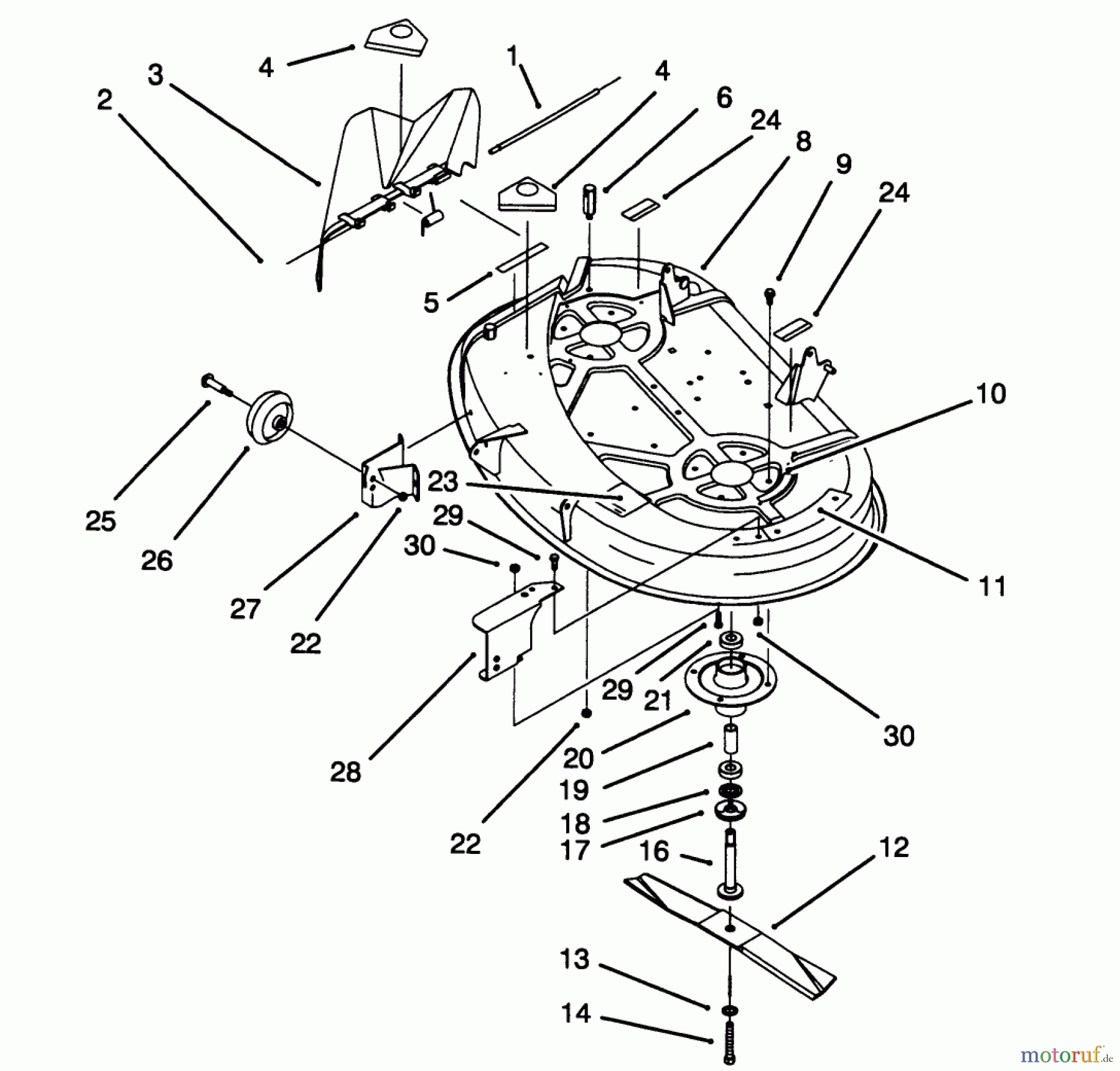  Toro Neu Mowers, Lawn & Garden Tractor Seite 1 71184 (12-38XL) - Toro 12-38XL Lawn Tractor, 1994 (4900001-4999999) HOUSING & SPINDLE ASSEMBLY (38