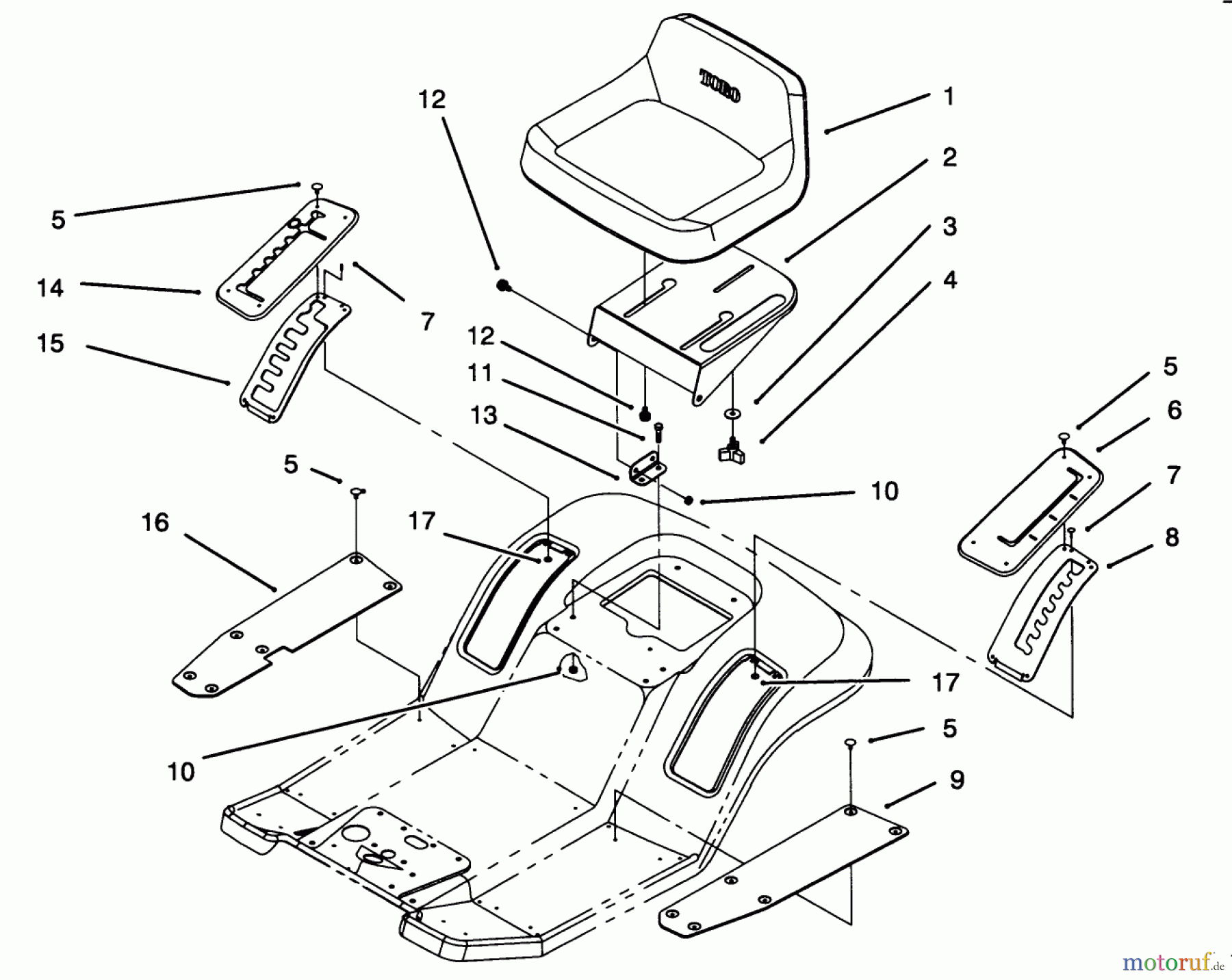  Toro Neu Mowers, Lawn & Garden Tractor Seite 1 71184 (12-38XL) - Toro 12-38XL Lawn Tractor, 1994 (4900001-4999999) SEAT ASSEMBLY