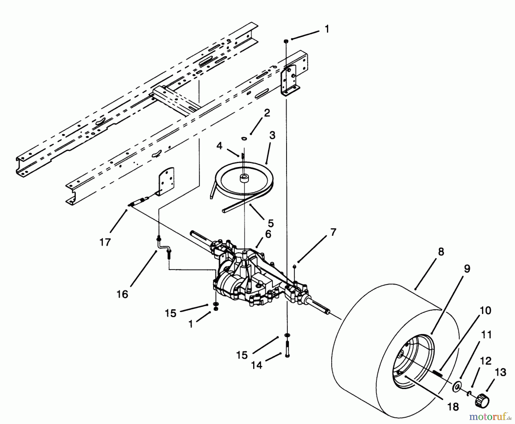 Toro Neu Mowers, Lawn & Garden Tractor Seite 1 71184 (12-38XL) - Toro 12-38XL Lawn Tractor, 1994 (4900001-4999999) TRANSAXLE ASSEMBLY
