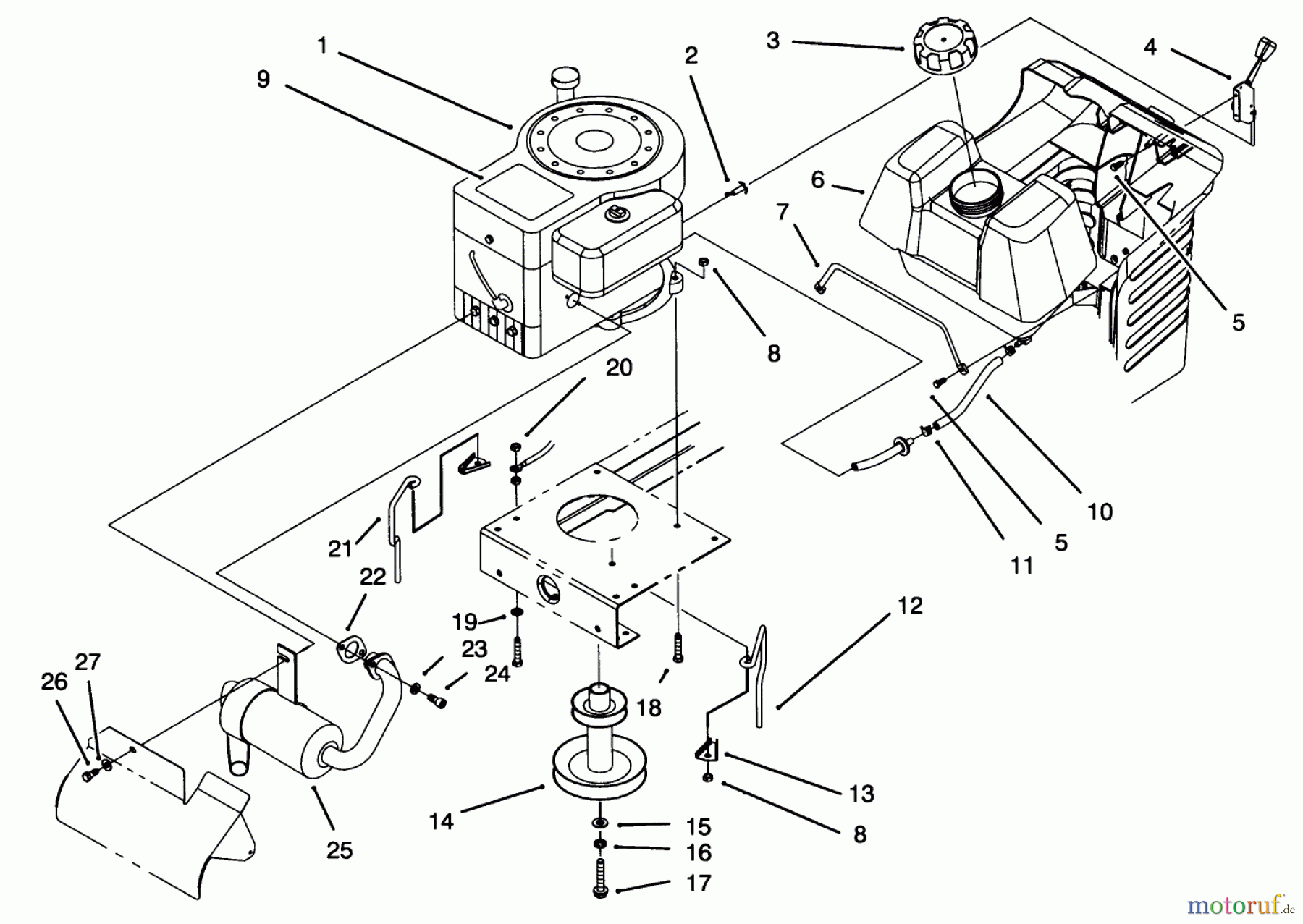  Toro Neu Mowers, Lawn & Garden Tractor Seite 1 71184 (12-38XL) - Toro 12-38XL Lawn Tractor, 1995 (5900001-5910000) ENGINE ASSEMBLY