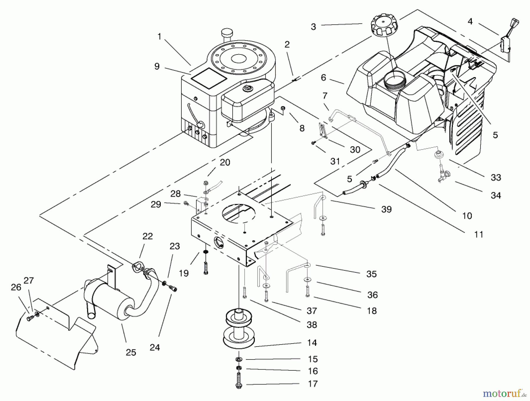 Toro Neu Mowers, Lawn & Garden Tractor Seite 1 71185 (13-38XL) - Toro 13-38XL Lawn Tractor, 1996 (6900001-6999999) ENGINE ASSEMBLY