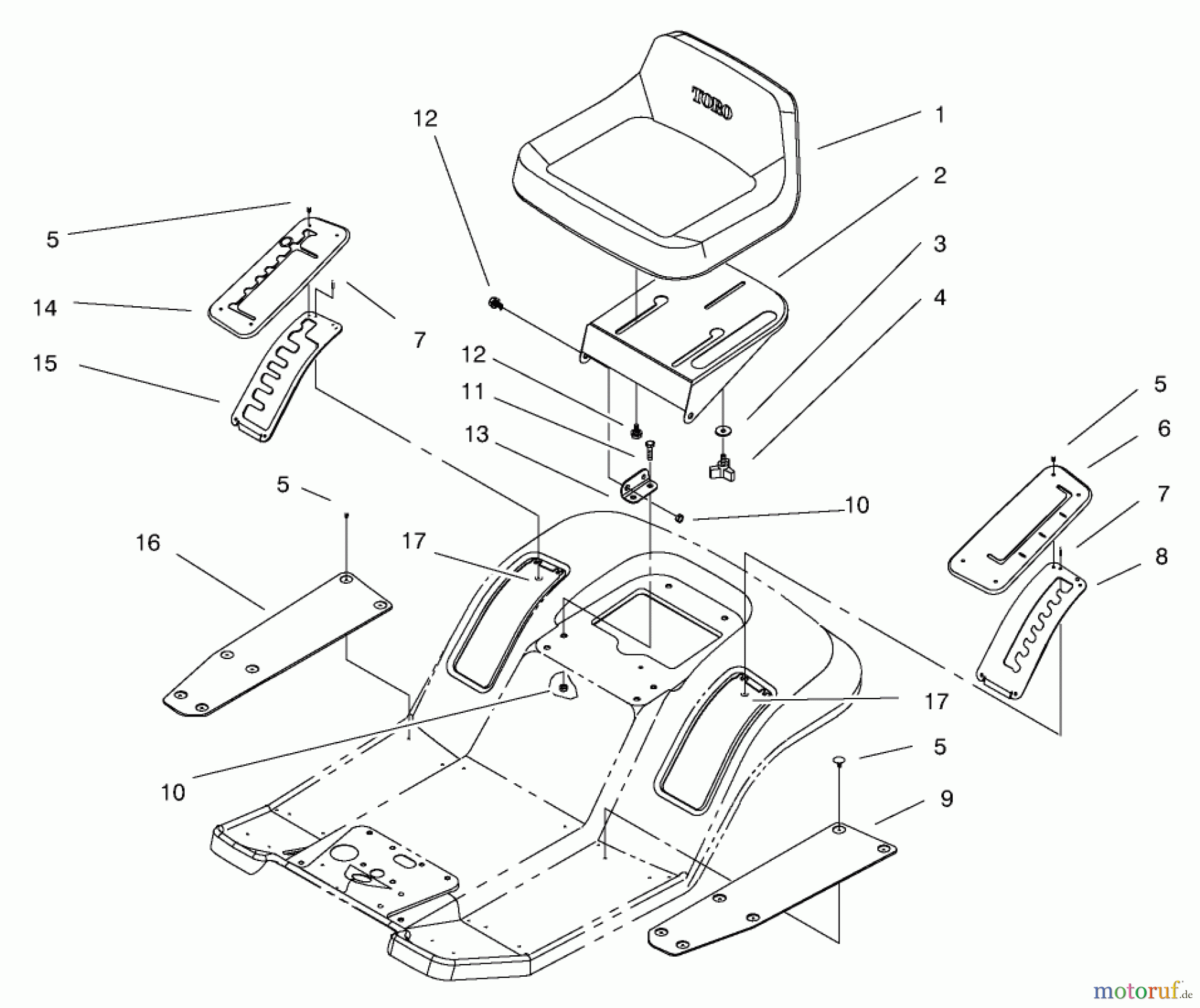 Toro Neu Mowers, Lawn & Garden Tractor Seite 1 71205 (13-38XL) - Toro 13-38XL Lawn Tractor, 1996 (6900001-6999999) SEAT ASSEMBLY