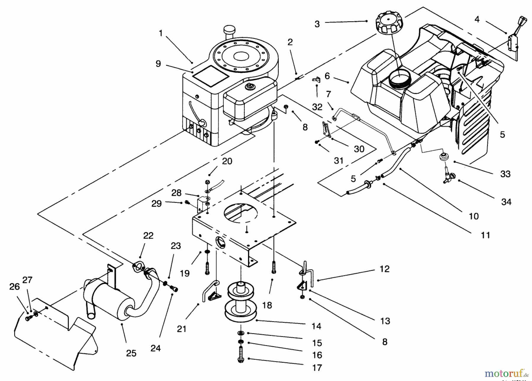 Toro Neu Mowers, Lawn & Garden Tractor Seite 1 71188 (12-32XL) - Toro 12-32XL Lawn Tractor, 1996 (6900001-6999999) ENGINE ASSEMBLY