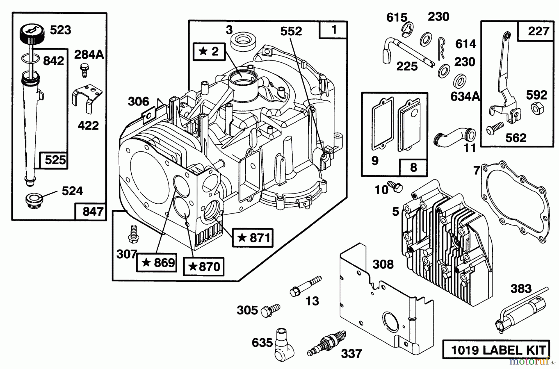 Toro Neu Mowers, Lawn & Garden Tractor Seite 1 71201 (12-32XL) - Toro 12-32XL Lawn Tractor, 1996 (6900001-6999999) ENGINE BRIGGS & STRATTON MODEL 282707-0119-01 #1