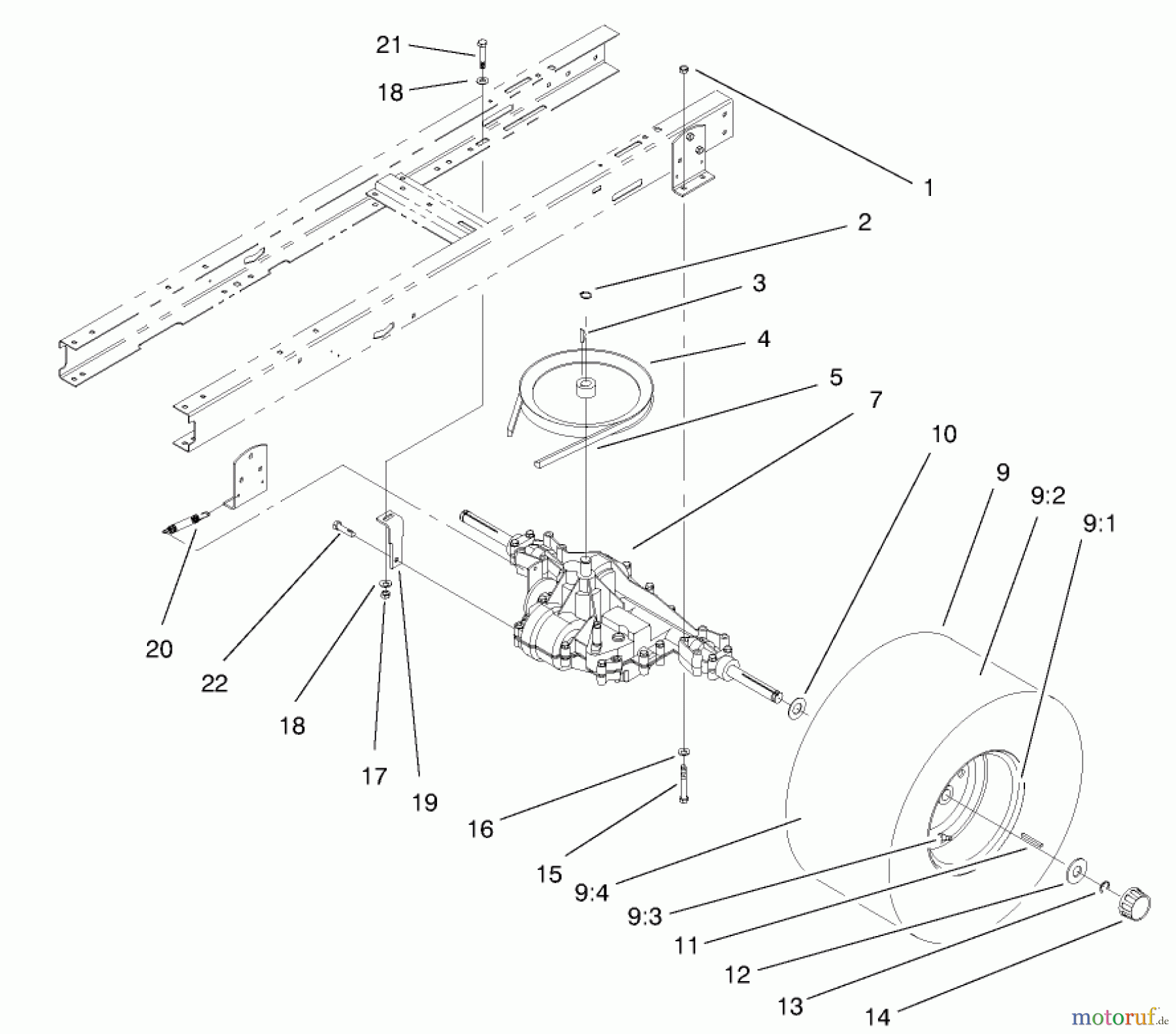 Toro Neu Mowers, Lawn & Garden Tractor Seite 1 71188 (12-32XL) - Toro 12-32XL Lawn Tractor, 1997 (7900001-7999999) TRANSAXLE ASSEMBLY