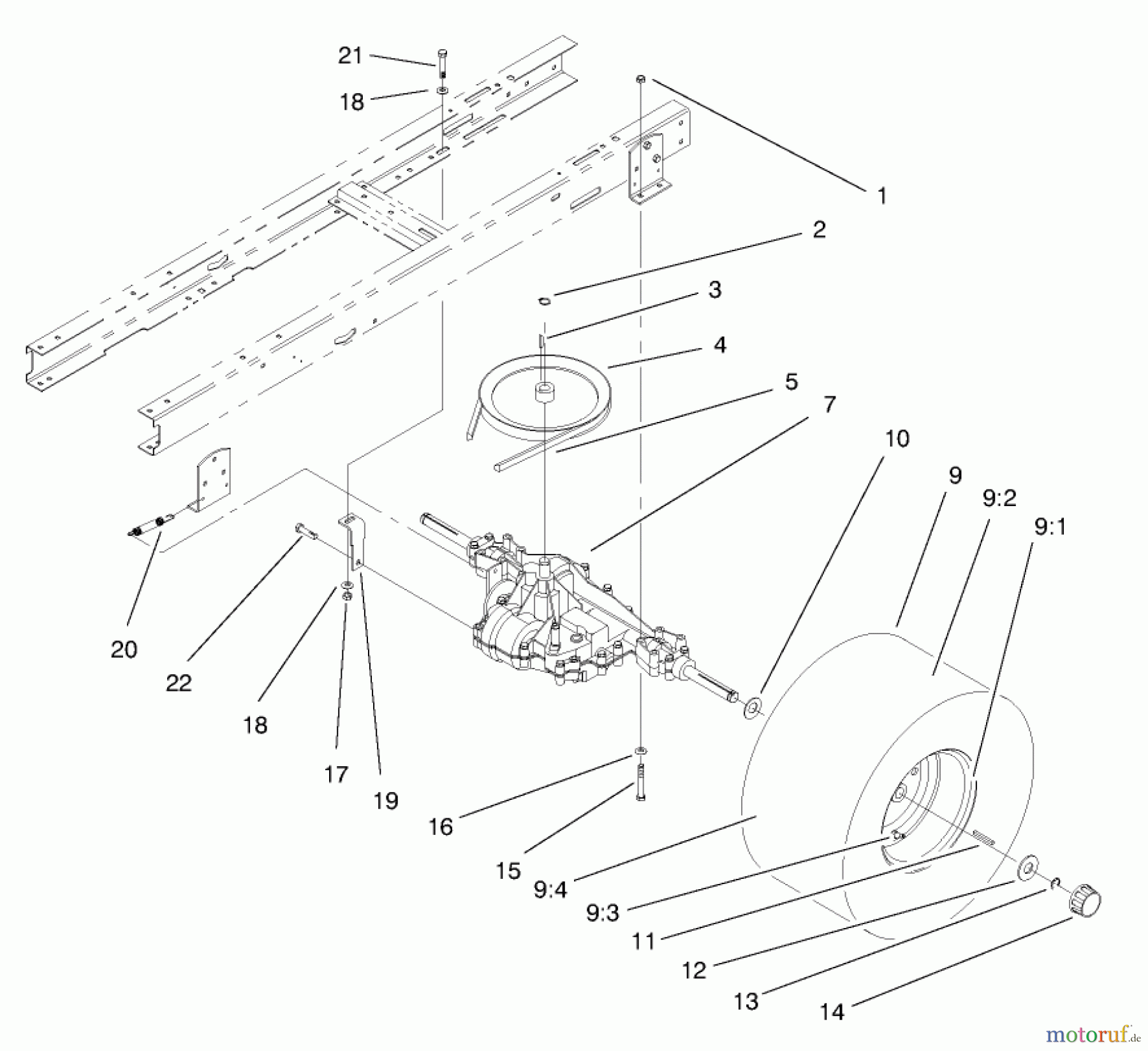 Toro Neu Mowers, Lawn & Garden Tractor Seite 1 71189 (12-32XL) - Toro 12-32XL Lawn Tractor, 1998 (8900001-8999999) TRANSAXLE ASSEMBLY