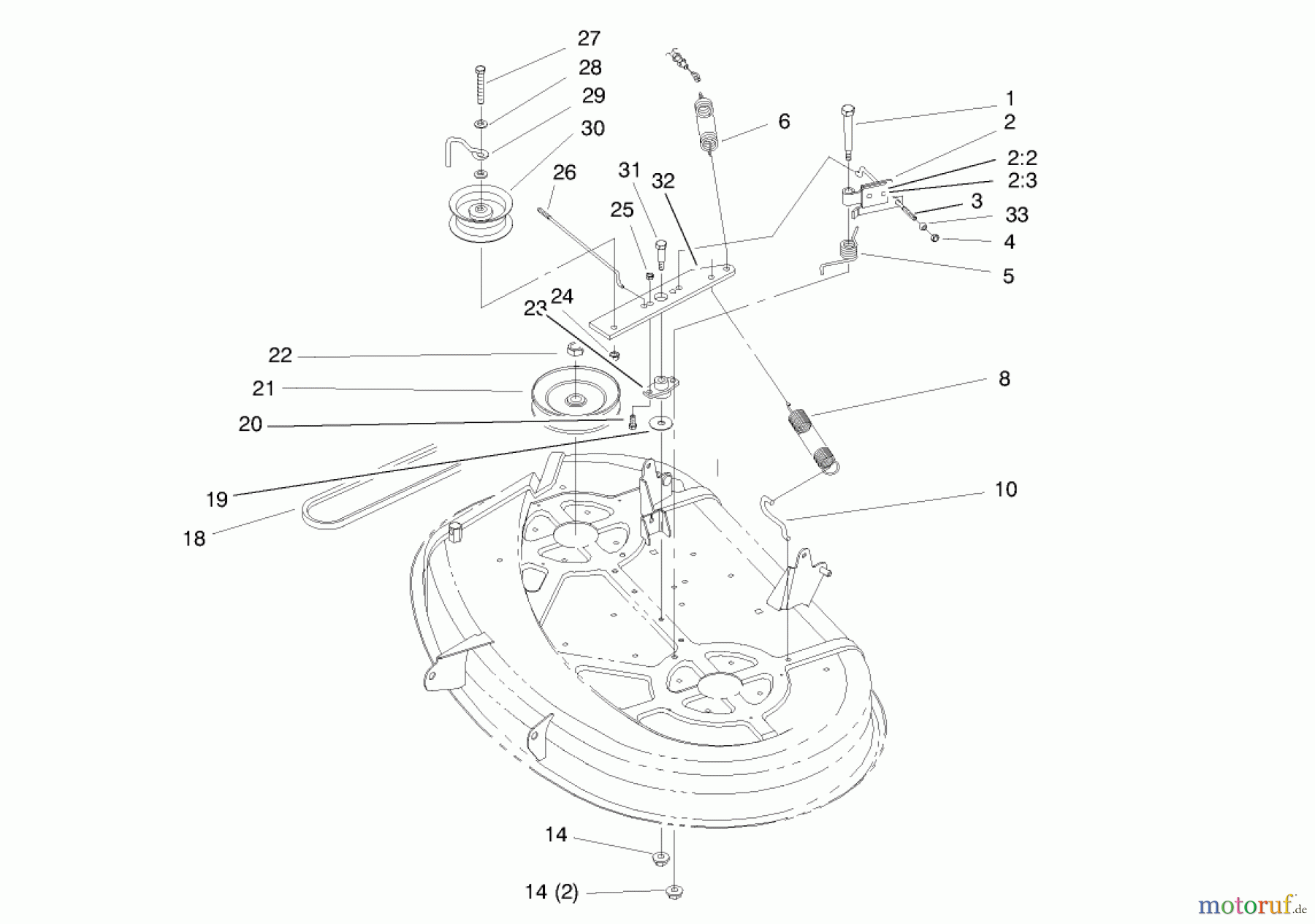 Toro Neu Mowers, Lawn & Garden Tractor Seite 1 71190 (13-38XL) - Toro 13-38XL Lawn Tractor, 1997 (7900001-7999999) PULLEY & BELT ASSEMBLY (38