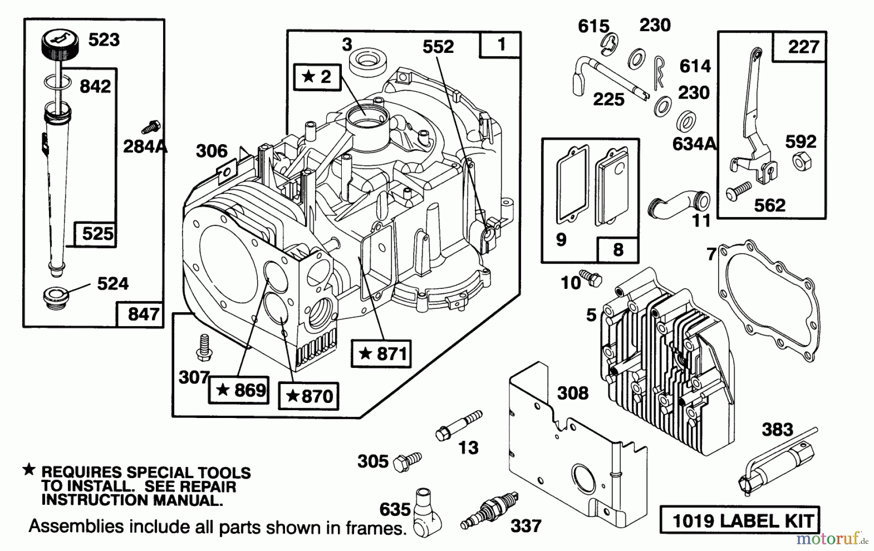 Toro Neu Mowers, Lawn & Garden Tractor Seite 1 71191 (13-38HXL) - Toro 13-38HXL Lawn Tractor, 1994 (4900001-4999999) ENGINE BRIGGS & STRATTON MODEL 28M707-0122-01 #1
