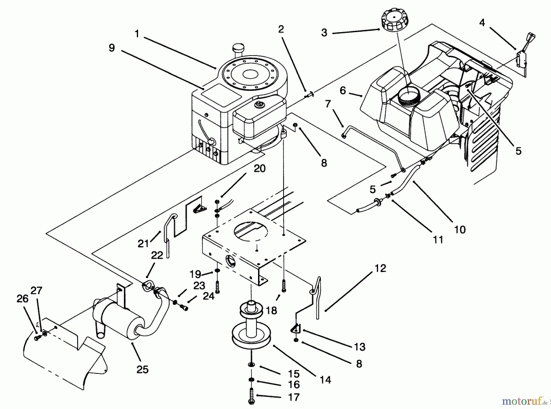  Toro Neu Mowers, Lawn & Garden Tractor Seite 1 71191 (13-38HXL) - Toro 13-38HXL Lawn Tractor, 1995 (5900001-5910000) ENGINE ASSEMBLY