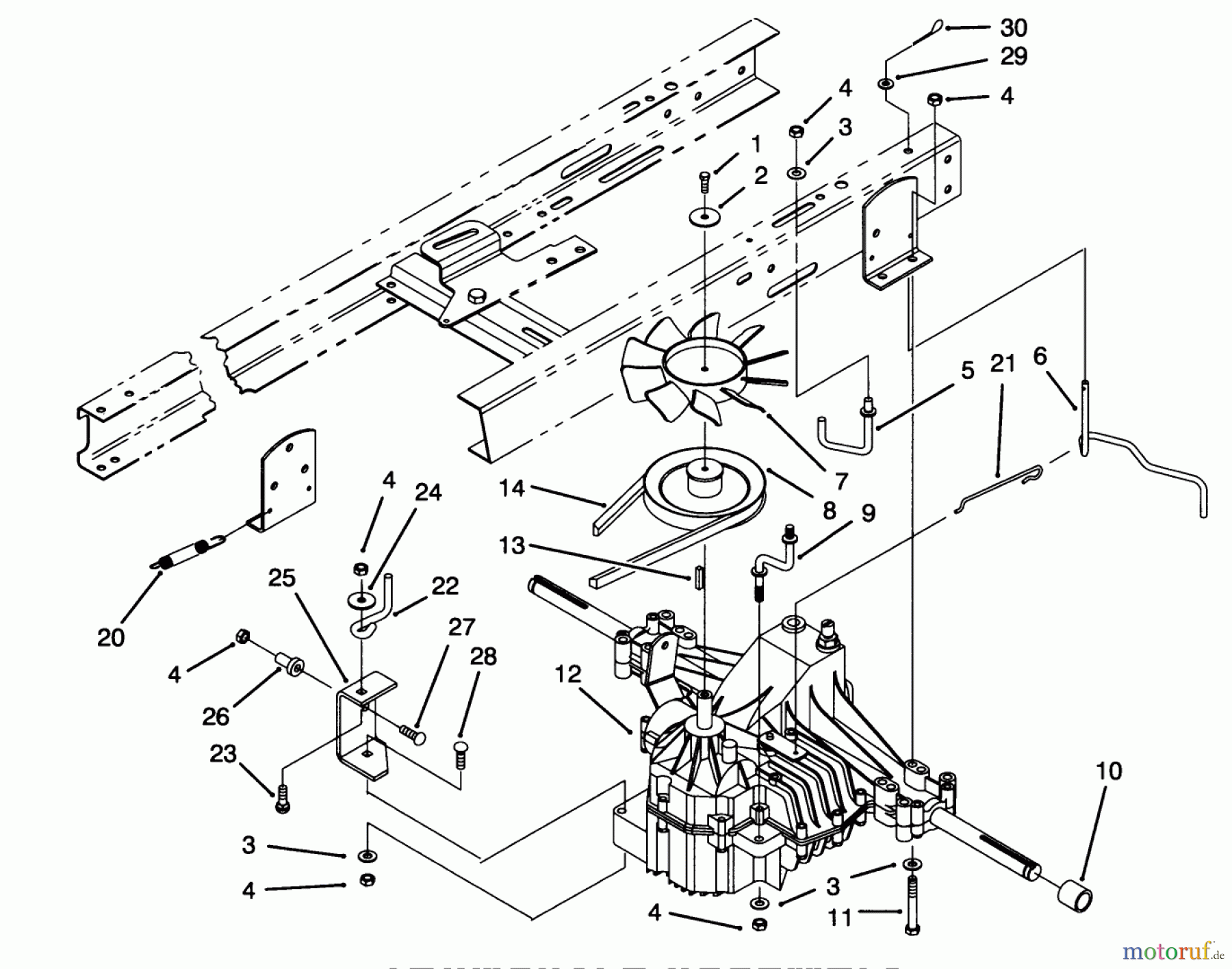 Toro Neu Mowers, Lawn & Garden Tractor Seite 1 71191 (13-38HXL) - Toro 13-38HXL Lawn Tractor, 1995 (5900001-5910000) TRANSAXLE ASSEMBLY