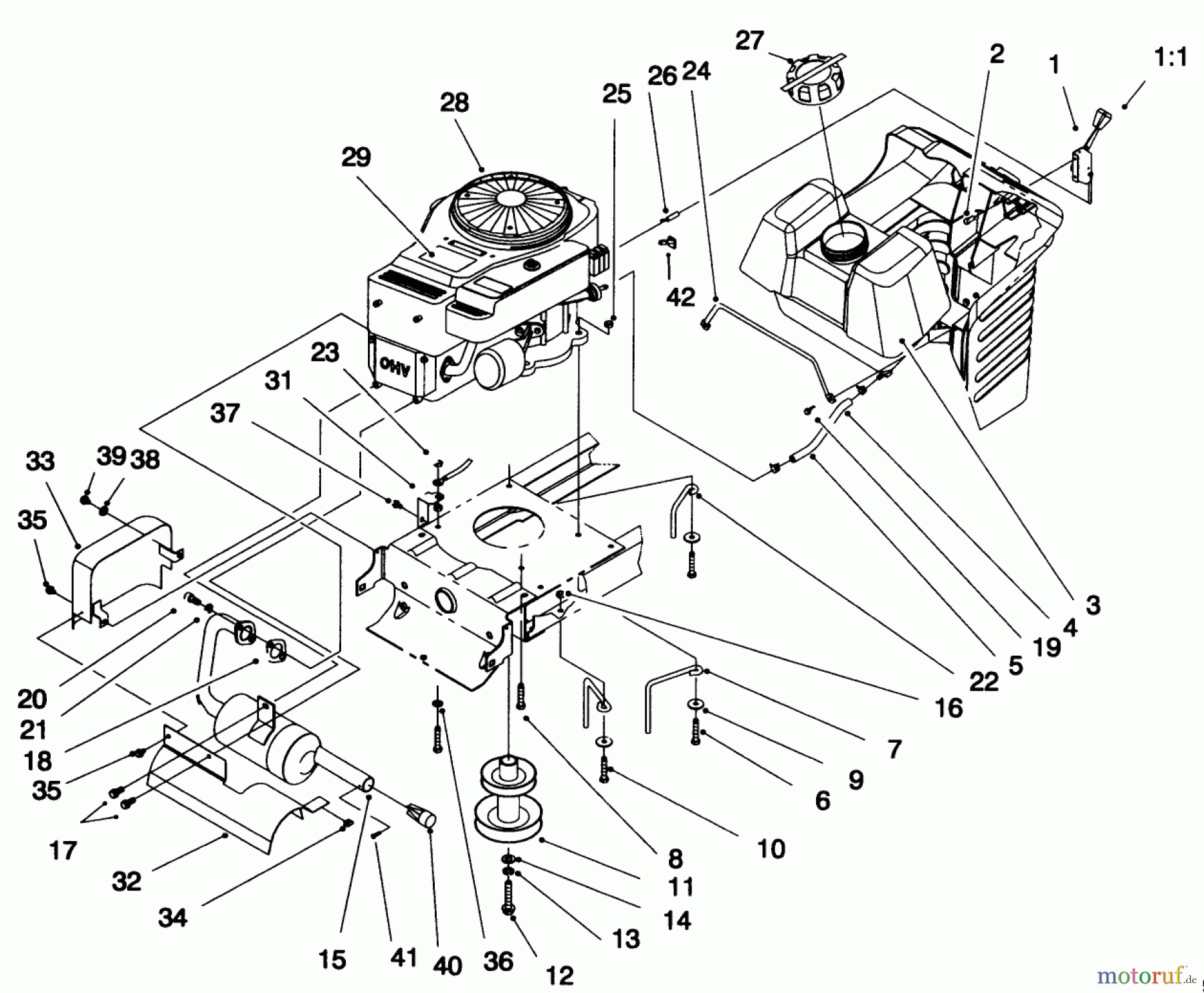Toro Neu Mowers, Lawn & Garden Tractor Seite 1 71192 (15-44HXL) - Toro 15-44HXL Lawn Tractor, 1996 (6900001-6999999) ENGINE ASSEMBLY