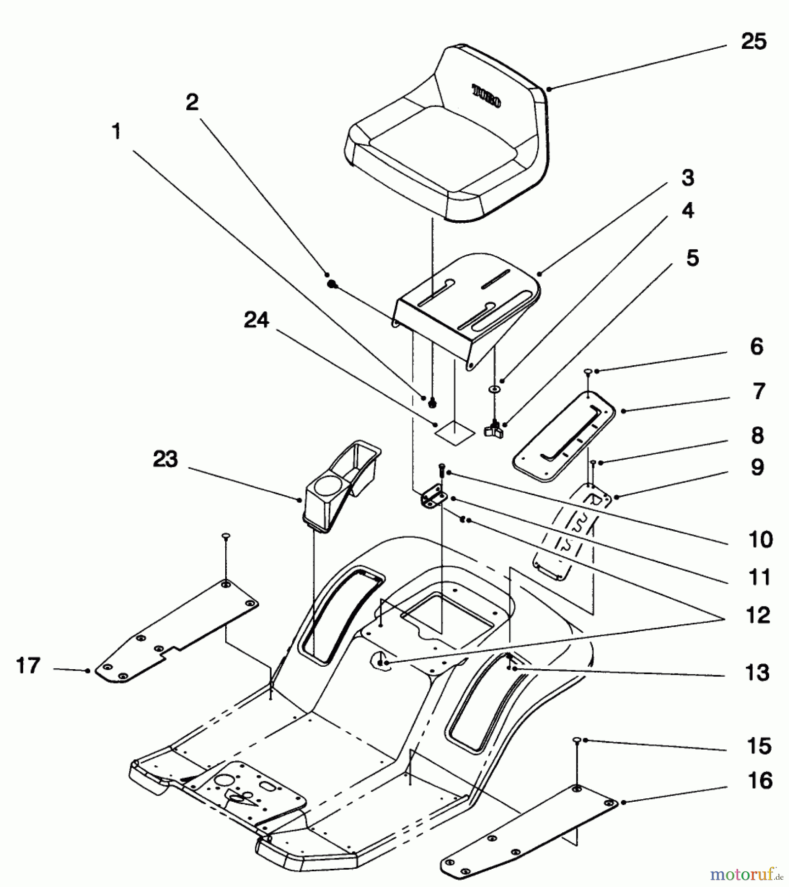 Toro Neu Mowers, Lawn & Garden Tractor Seite 1 71192 (15-44HXL) - Toro 15-44HXL Lawn Tractor, 1996 (6900001-6999999) SEAT ASSEMBLY