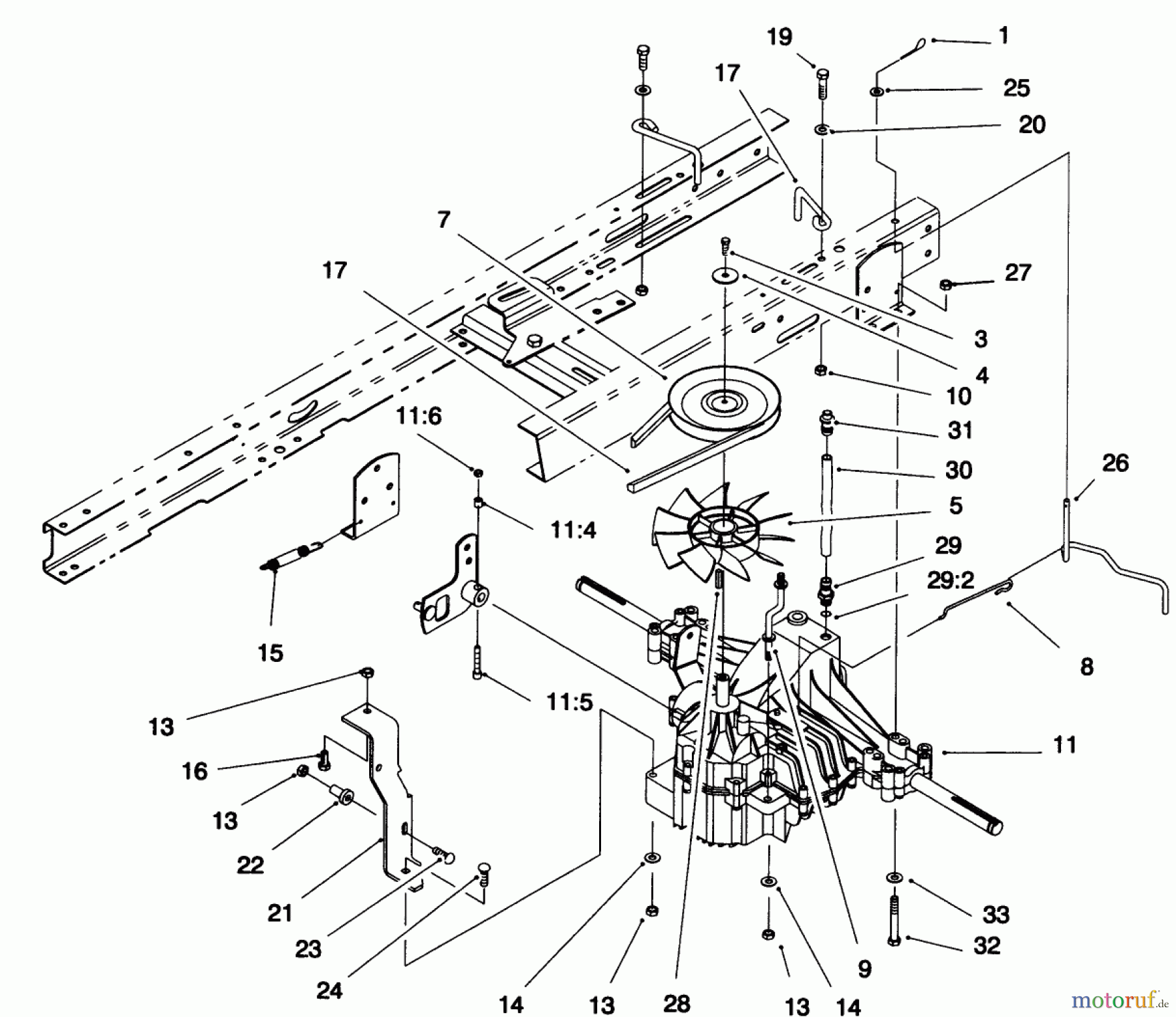 Toro Neu Mowers, Lawn & Garden Tractor Seite 1 71192 (15-44HXL) - Toro 15-44HXL Lawn Tractor, 1996 (6900001-6999999) TRANSAXLE ASSEMBLY