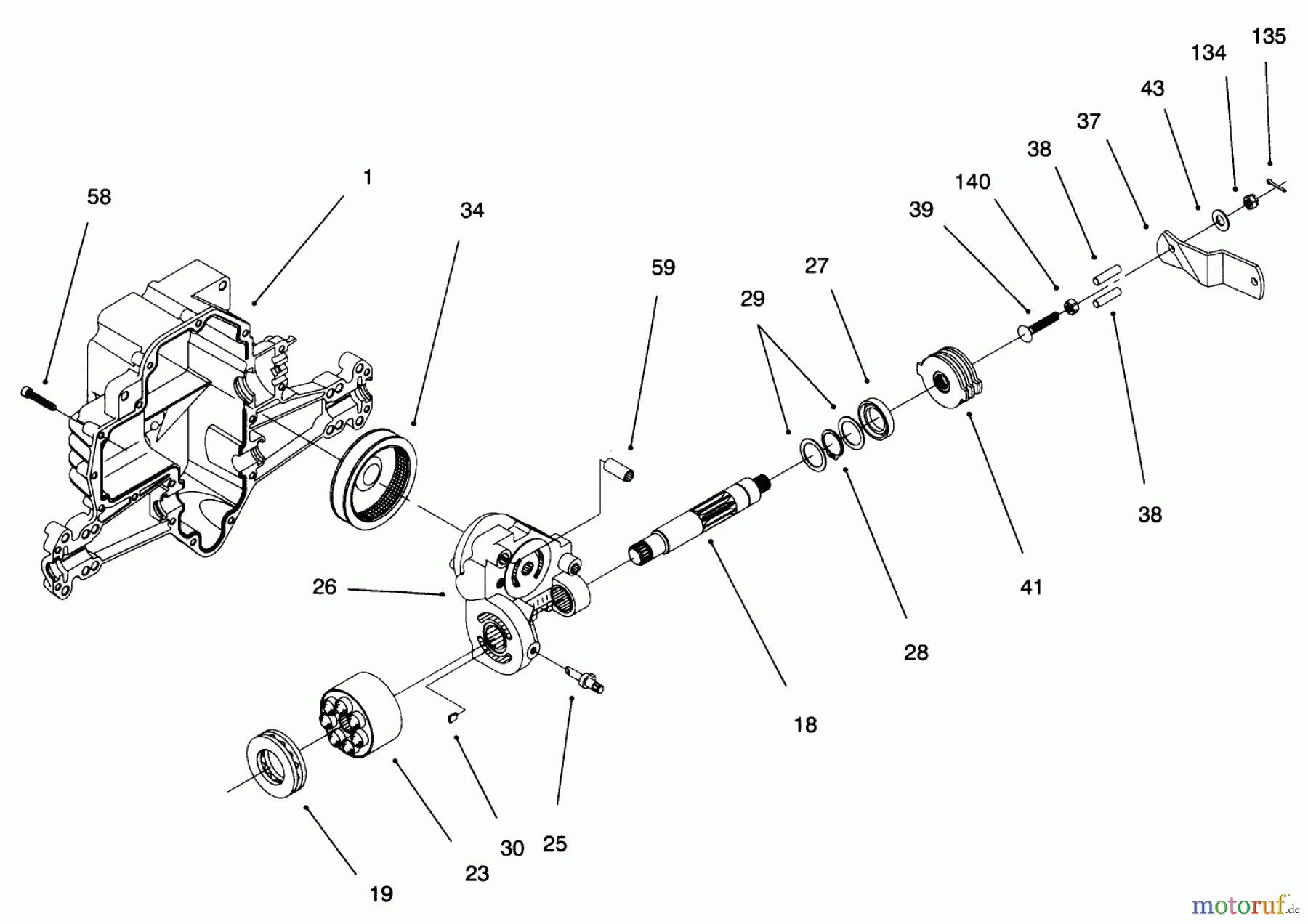 Toro Neu Mowers, Lawn & Garden Tractor Seite 1 71193 (14-38HXL) - Toro 14-38HXL Lawn Tractor, 1996 (6900001-6999999) HYDRO TRANSAXLE ASSEMBLY #4