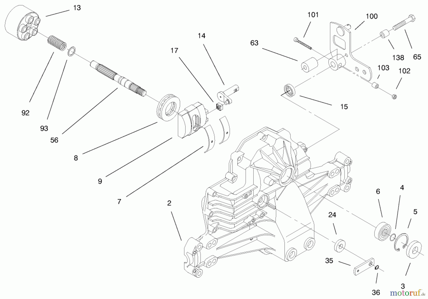 Toro Neu Mowers, Lawn & Garden Tractor Seite 1 71193 (14-38HXL) - Toro 14-38HXL Lawn Tractor, 1997 (7900001-7999999) HYDRO TRANSAXLE ASSEMBLY #1