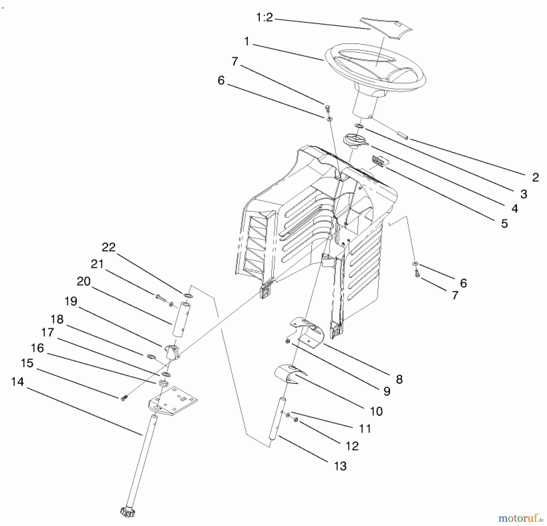 Toro Neu Mowers, Lawn & Garden Tractor Seite 1 71193 (14-38HXL) - Toro 14-38HXL Lawn Tractor, 1997 (7900001-7999999) STEERING ASSEMBLY