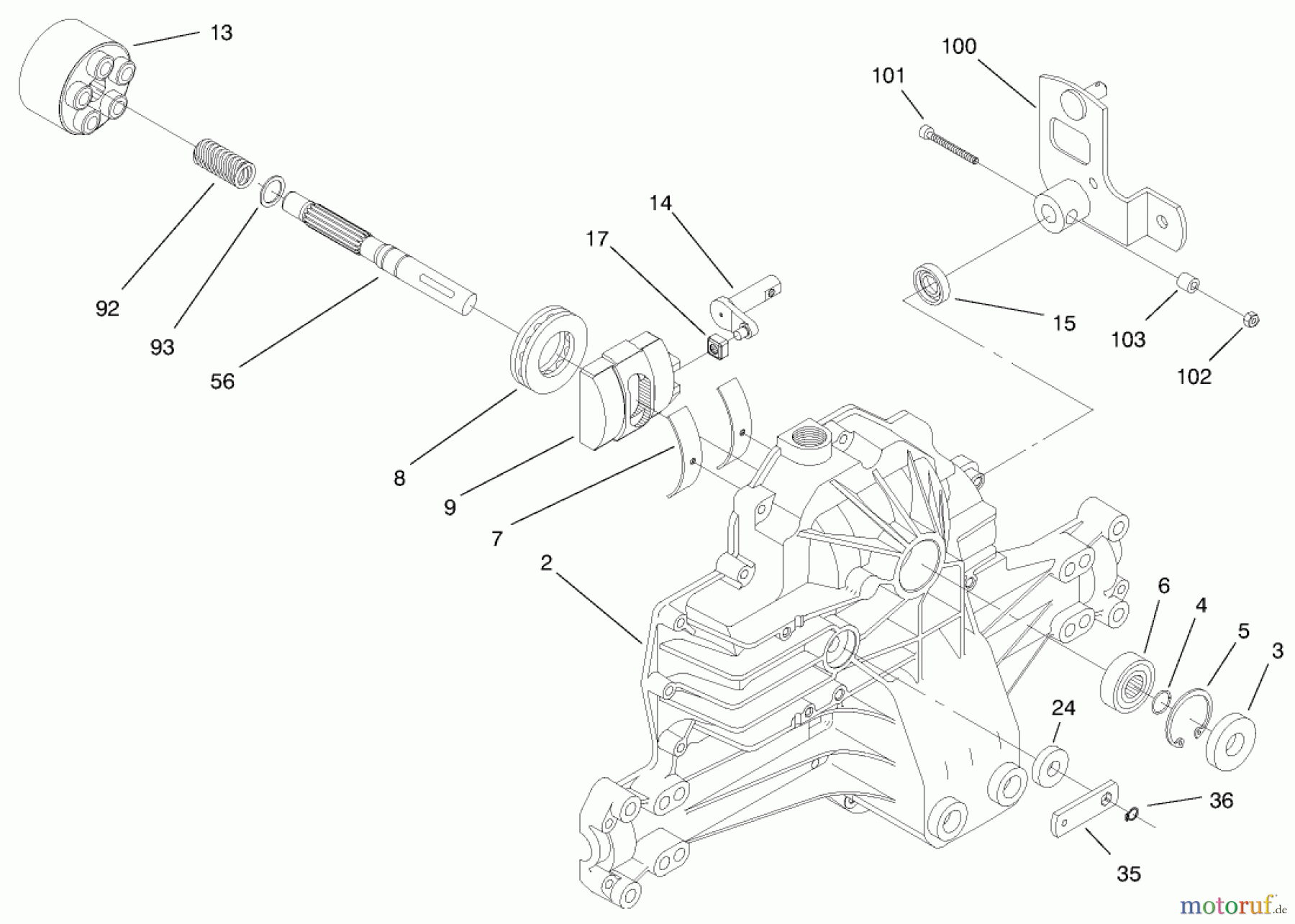  Toro Neu Mowers, Lawn & Garden Tractor Seite 1 71196 (16-44HXL) - Toro 16-44HXL Lawn Tractor, 1997 (7900001-7999999) HYDRO TRANSAXLE ASSEMBLY #1
