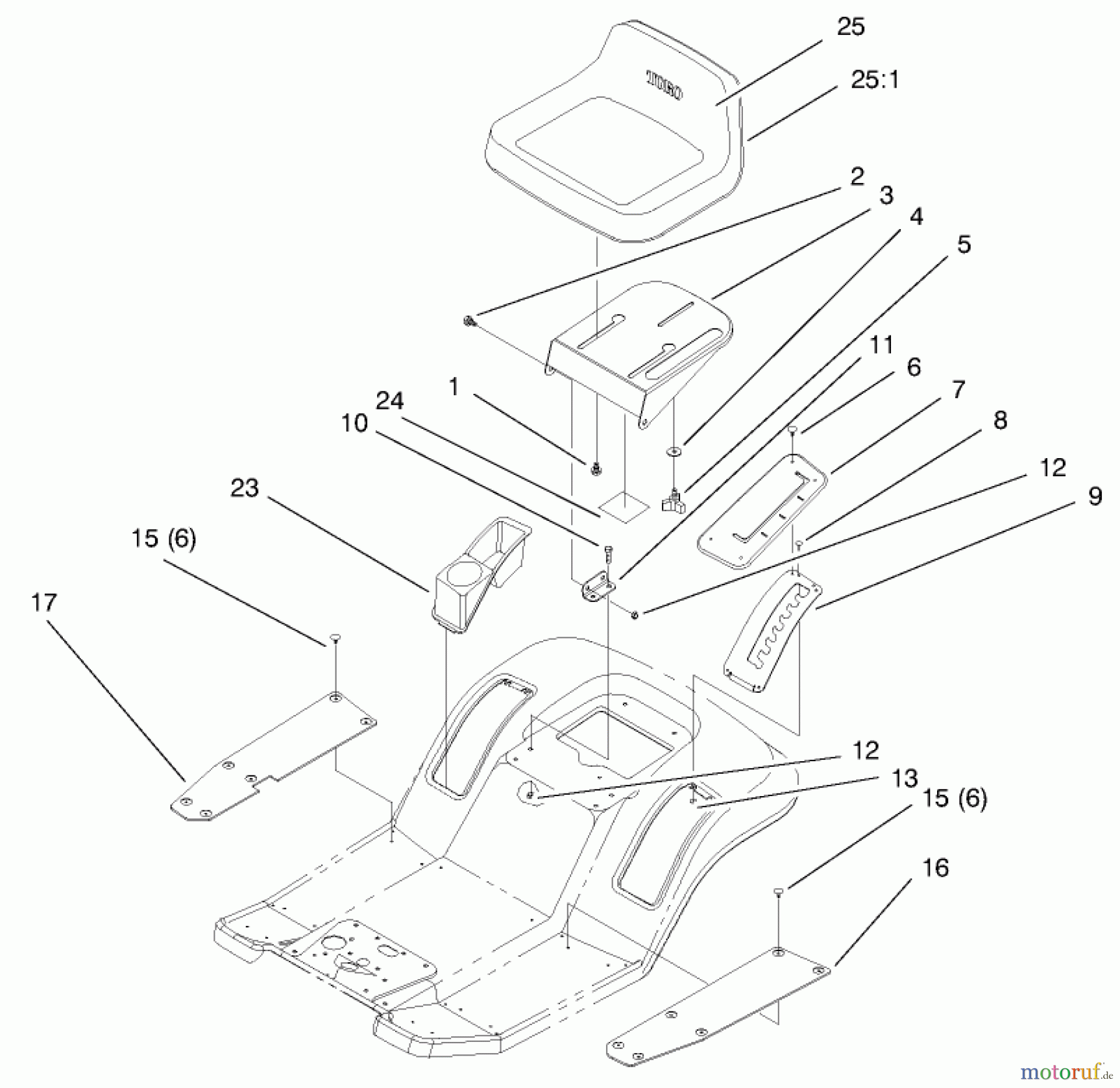  Toro Neu Mowers, Lawn & Garden Tractor Seite 1 71196 (16-44HXL) - Toro 16-44HXL Lawn Tractor, 1997 (7900001-7999999) SEAT ASSEMBLY