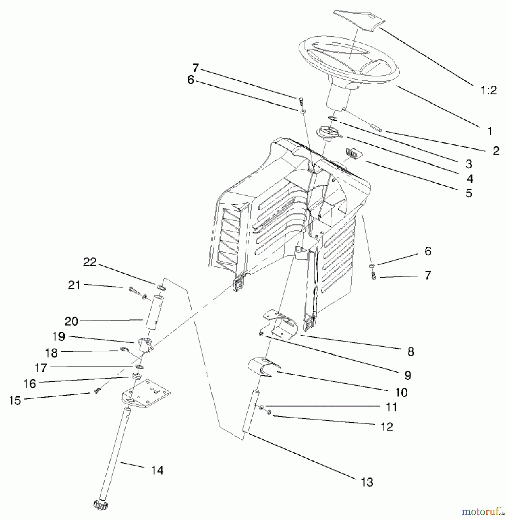 Toro Neu Mowers, Lawn & Garden Tractor Seite 1 71196 (16-44HXL) - Toro 16-44HXL Lawn Tractor, 1997 (7900001-7999999) STEERING ASSEMBLY