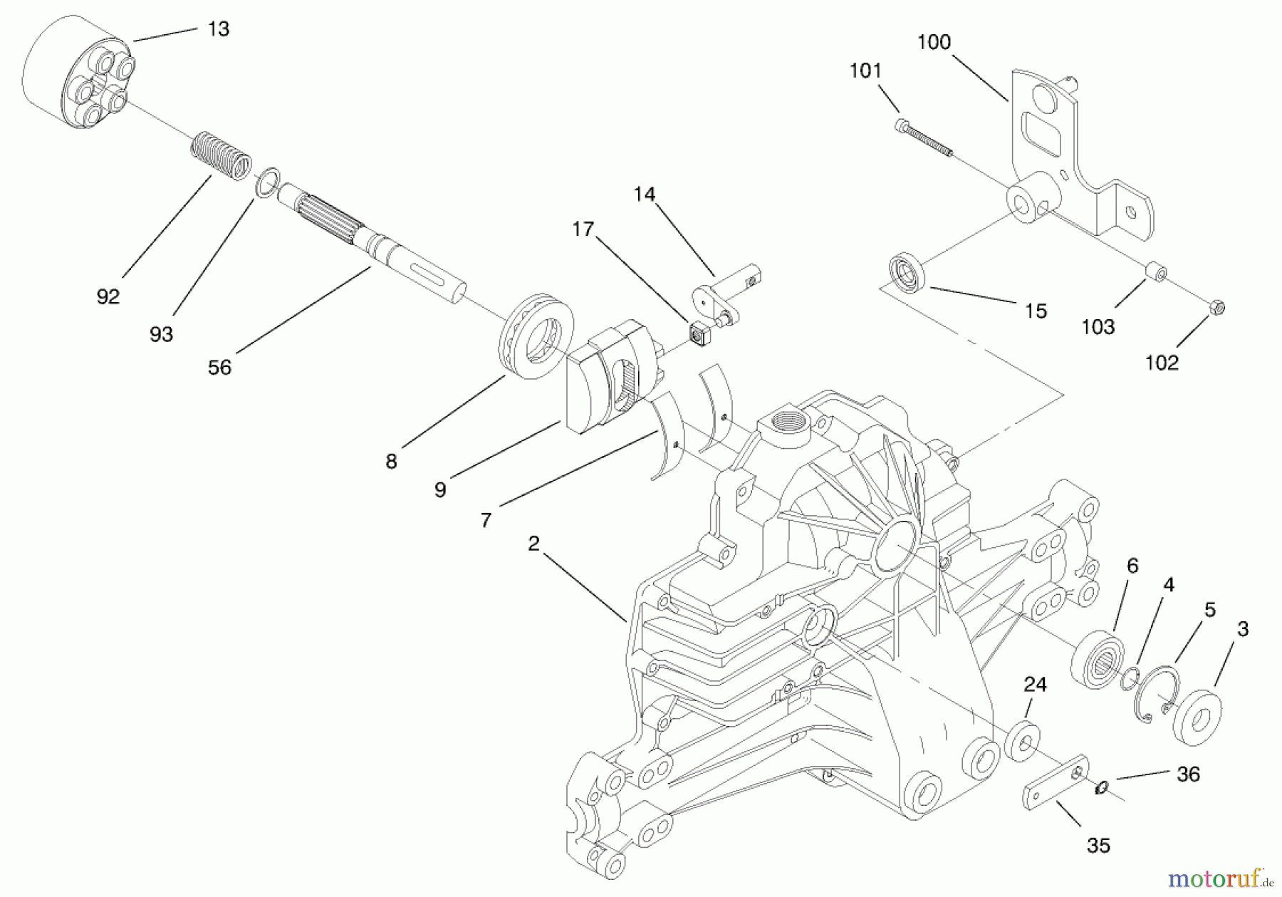 Toro Neu Mowers, Lawn & Garden Tractor Seite 1 71218 (16-44HXL) - Toro 16-44HXL Lawn Tractor, 1998 (8900001-8999999) HYDRO TRANSAXLE ASSEMBLY #1