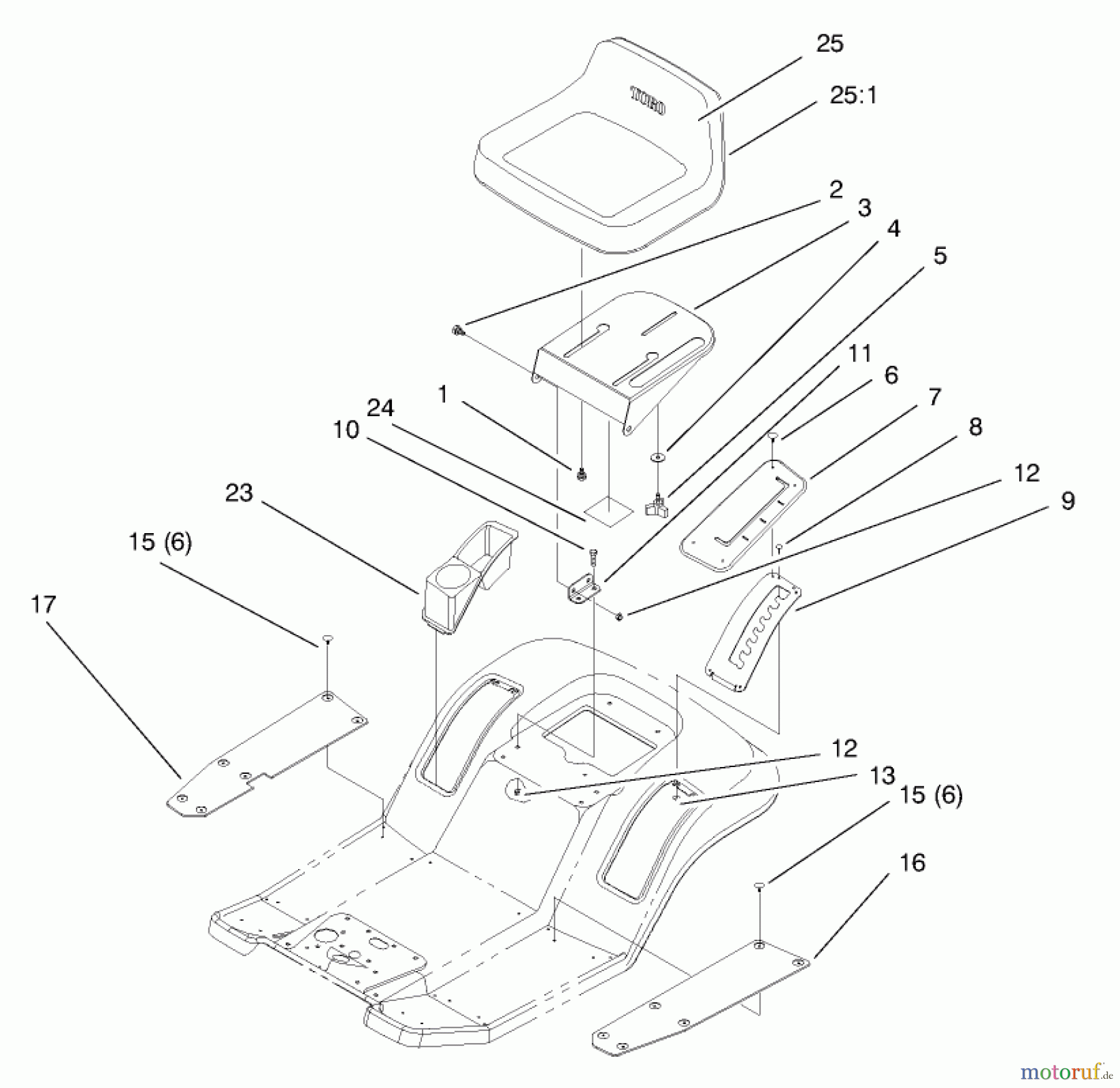 Toro Neu Mowers, Lawn & Garden Tractor Seite 1 71218 (16-44HXL) - Toro 16-44HXL Lawn Tractor, 1998 (8900001-8999999) SEAT ASSEMBLY