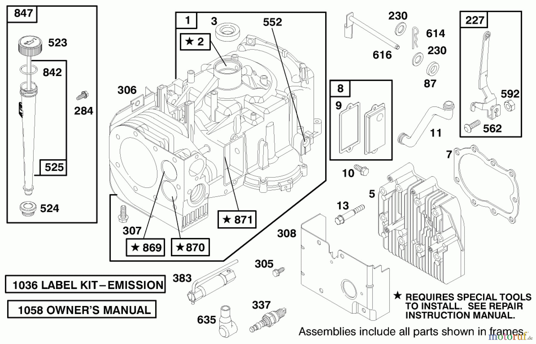 Toro Neu Mowers, Lawn & Garden Tractor Seite 1 71199 (12-32XL) - Toro 12-32XL Lawn Tractor, 1999 (9900001-9999999) ENGINE BRIGGS & STRATTON MODEL 284707-1148-E1 #1