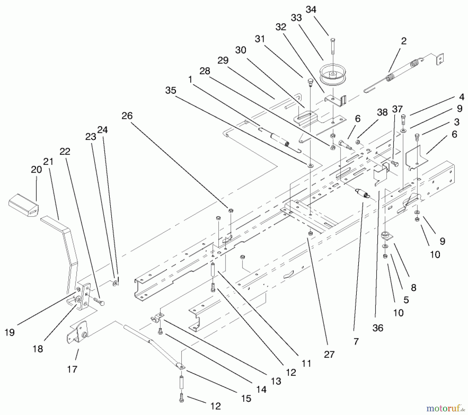  Toro Neu Mowers, Lawn & Garden Tractor Seite 1 71199 (12-32XL) - Toro 12-32XL Lawn Tractor, 1999 (9900001-9999999) TRACTION CLUTCHING COMPONENTS ASSEMBLY