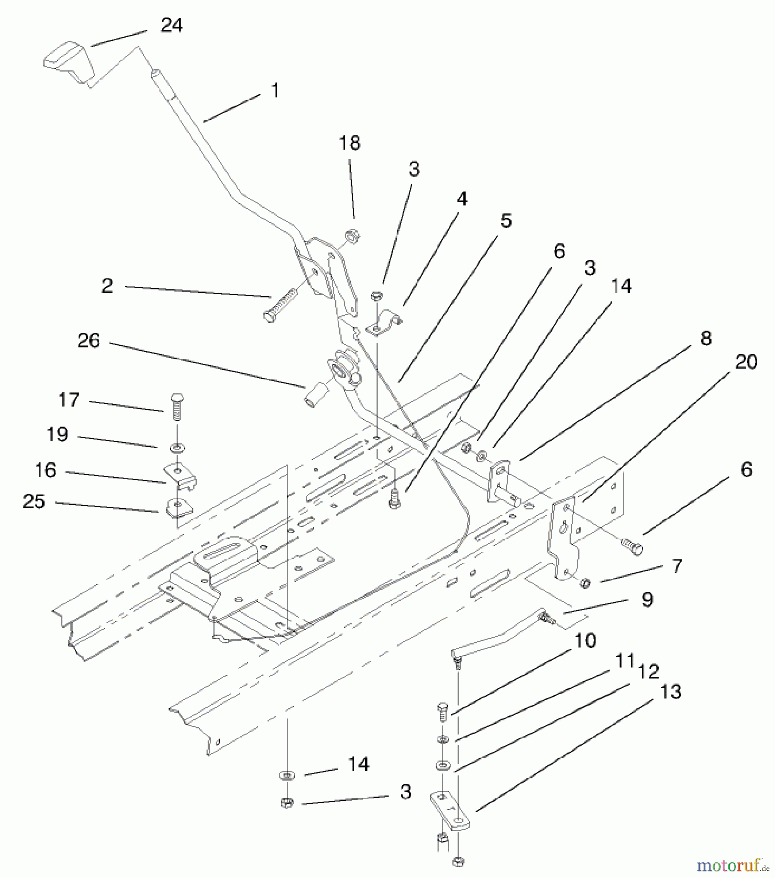 Toro Neu Mowers, Lawn & Garden Tractor Seite 1 71199 (12-32XL) - Toro 12-32XL Lawn Tractor, 2000 (200000001-200999999) SHIFTING COMPONENTS ASSEMBLY
